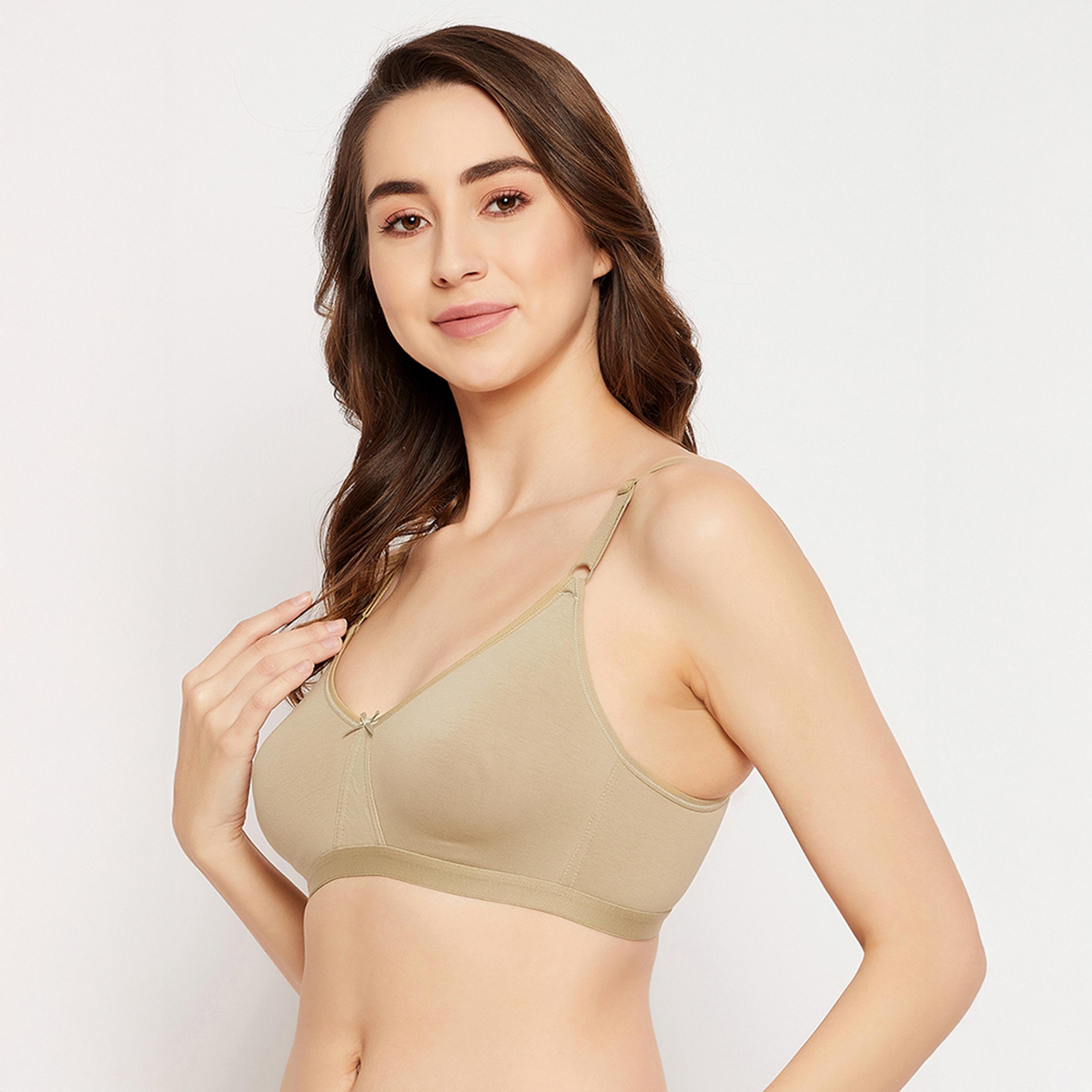 Clovia Non-Padded Non-Wired Full Figure Women's T-Shirt Bra in Olive Green - Cotton-women-clothing-lingerie-bras-image-2