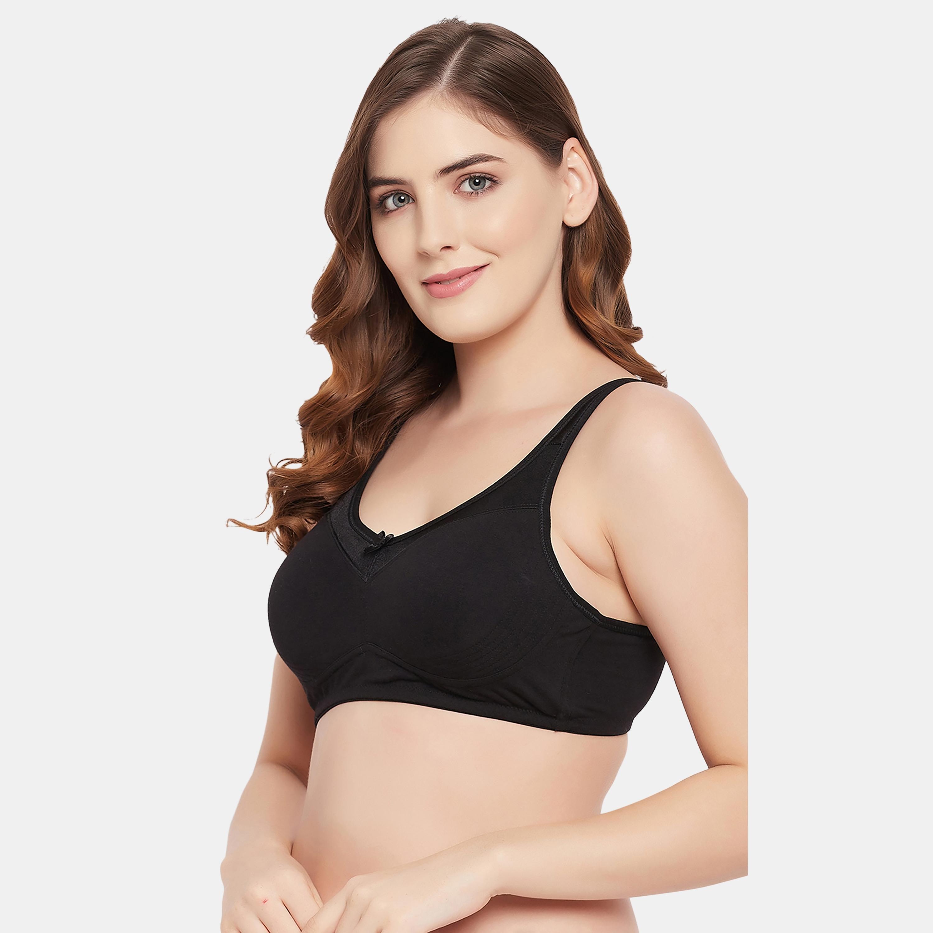 Clovia Non-Padded Non-Wired Full Figure Women's Bra in Black - Cotton-women-clothing-lingerie-bras-image-2