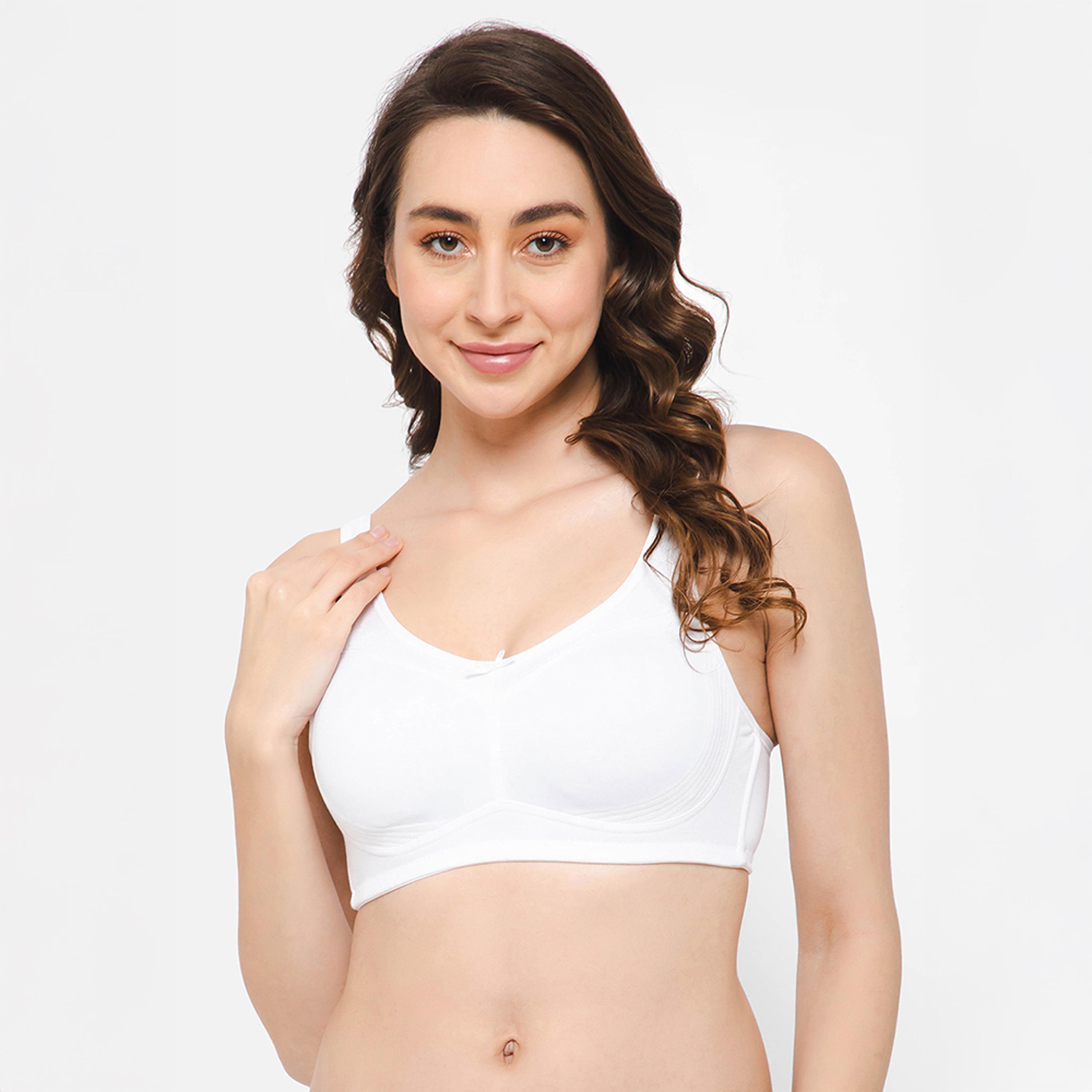 حمالة صدر نسائية غير مبطنة، بدون سلك، بتغطية كاملة - قطن أبيض من كلوفيا-women-clothing-lingerie-bras-image-1