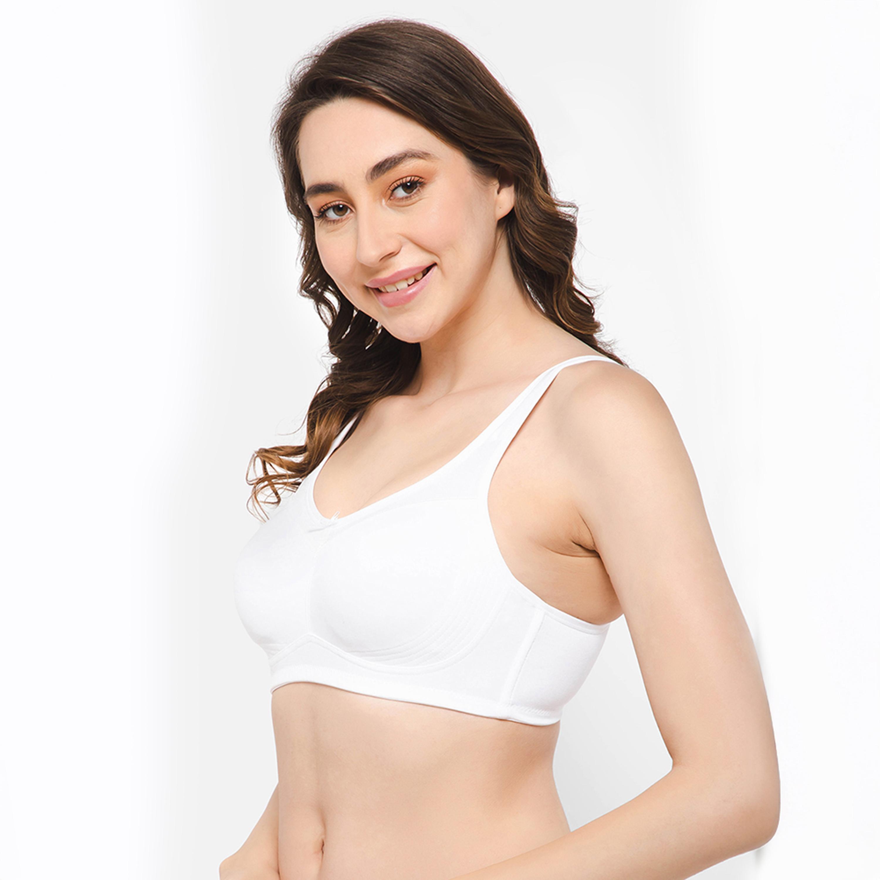 حمالة صدر نسائية غير مبطنة، بدون سلك، بتغطية كاملة - قطن أبيض من كلوفيا-women-clothing-lingerie-bras-image-2