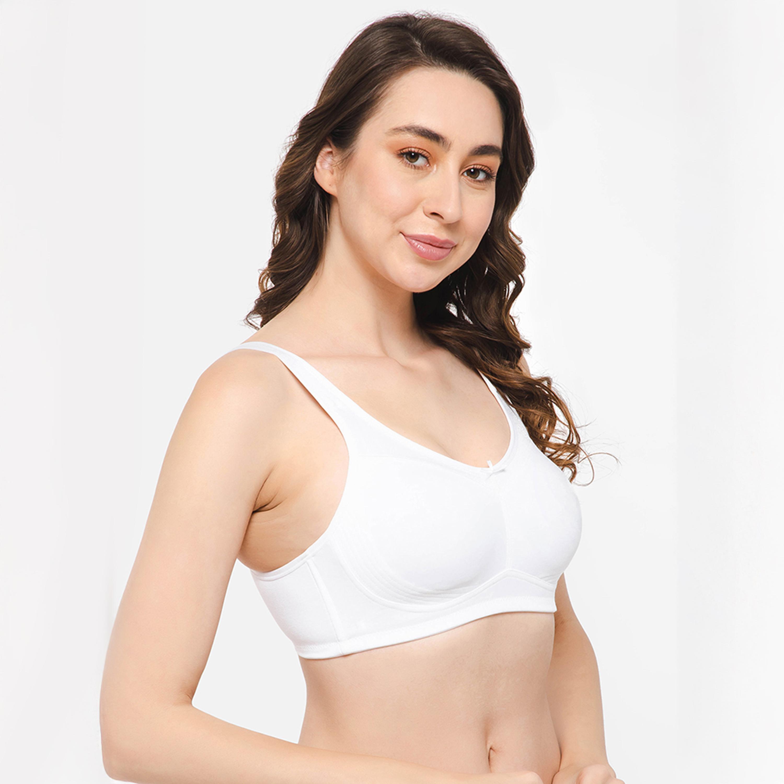 حمالة صدر نسائية غير مبطنة، بدون سلك، بتغطية كاملة - قطن أبيض من كلوفيا-women-clothing-lingerie-bras-image-3