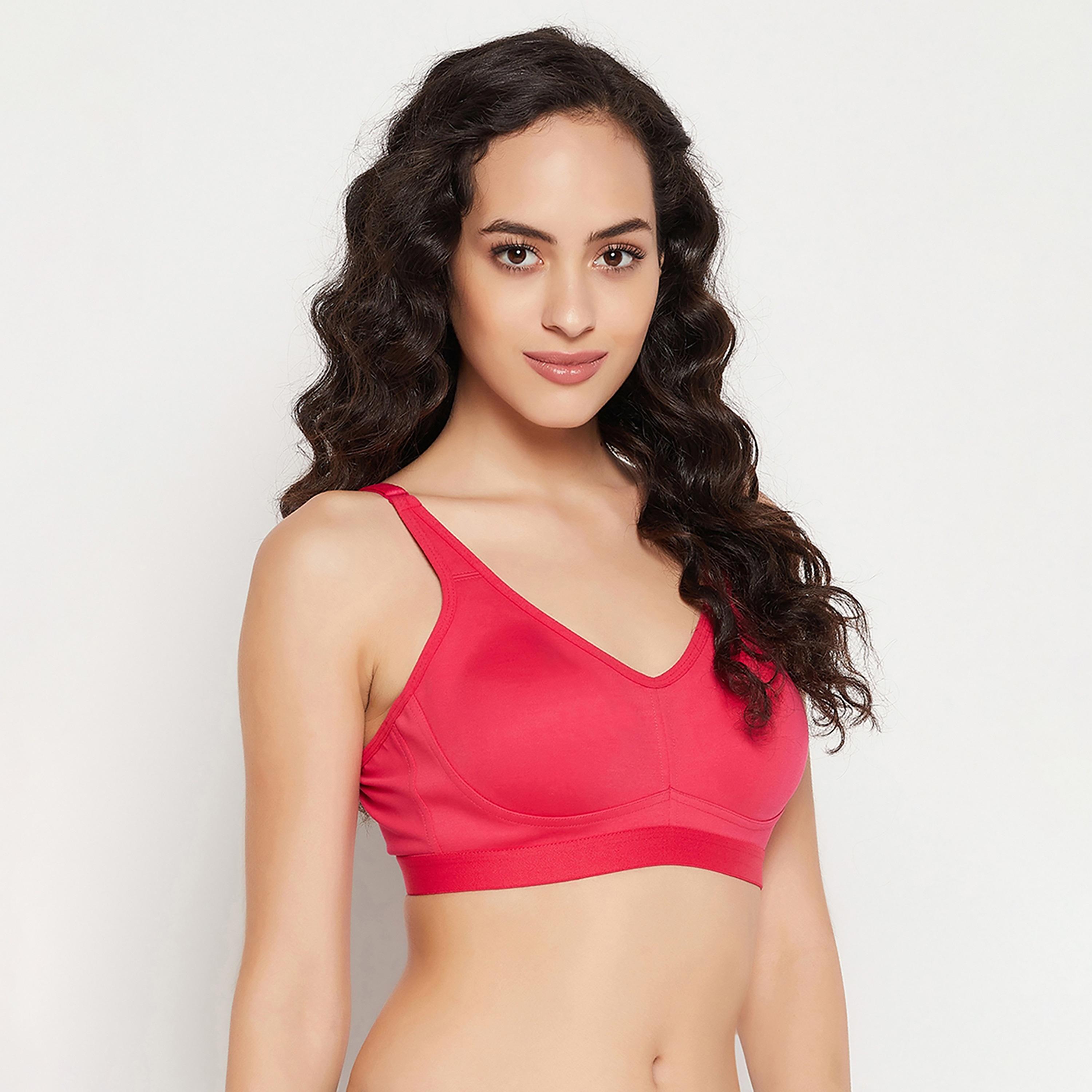 Clovia Non-Padded Non-Wired Full Figure Spacer Cup T-Shirt Women's Bra in Hot Pink - Cotton Rich-women-clothing-lingerie-bras-image-3
