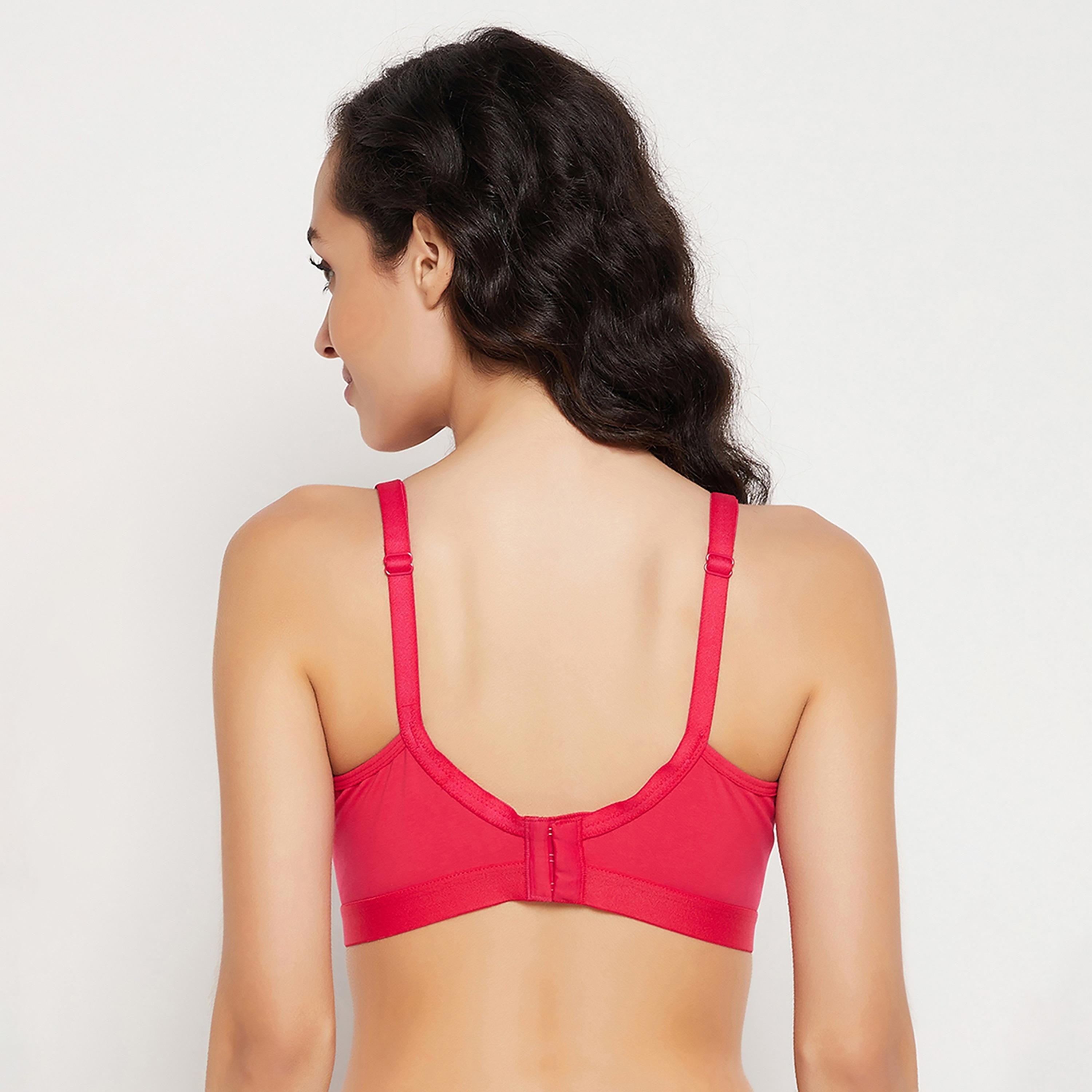 Clovia Non-Padded Non-Wired Full Figure Spacer Cup T-Shirt Women's Bra in Hot Pink - Cotton Rich-women-clothing-lingerie-bras-image-4