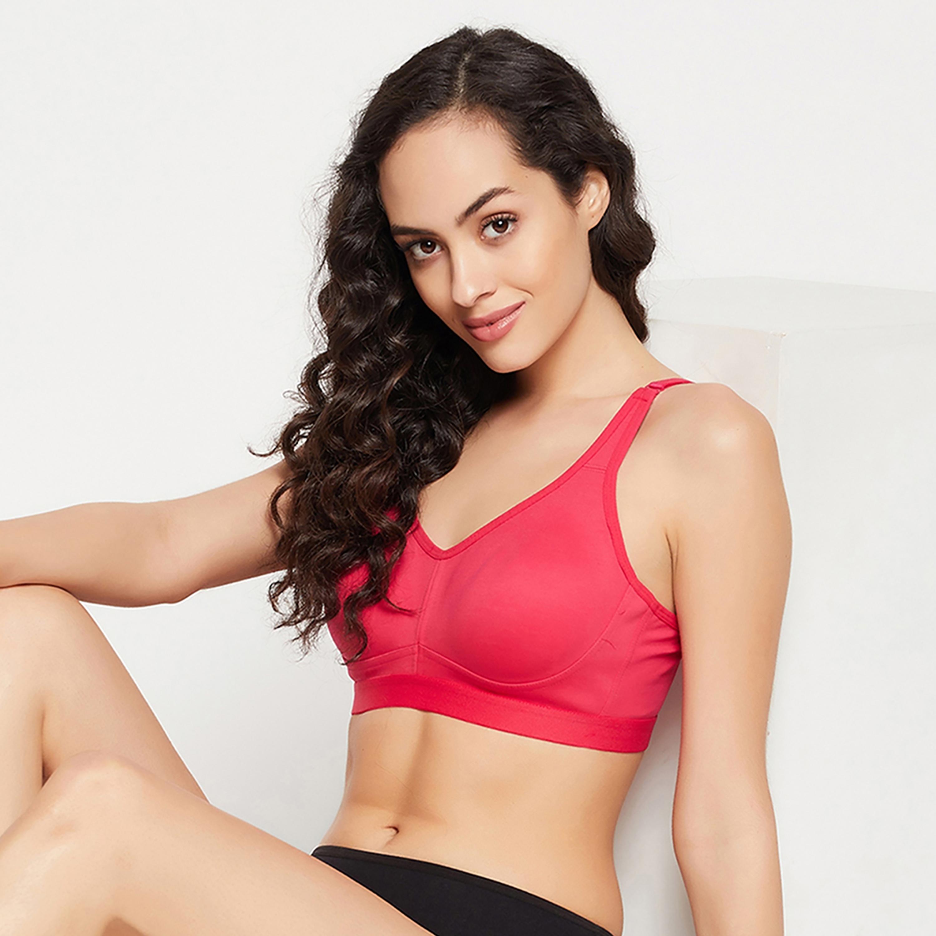 Clovia Non-Padded Non-Wired Full Figure Spacer Cup T-Shirt Women's Bra in Hot Pink - Cotton Rich-women-clothing-lingerie-bras-image-6