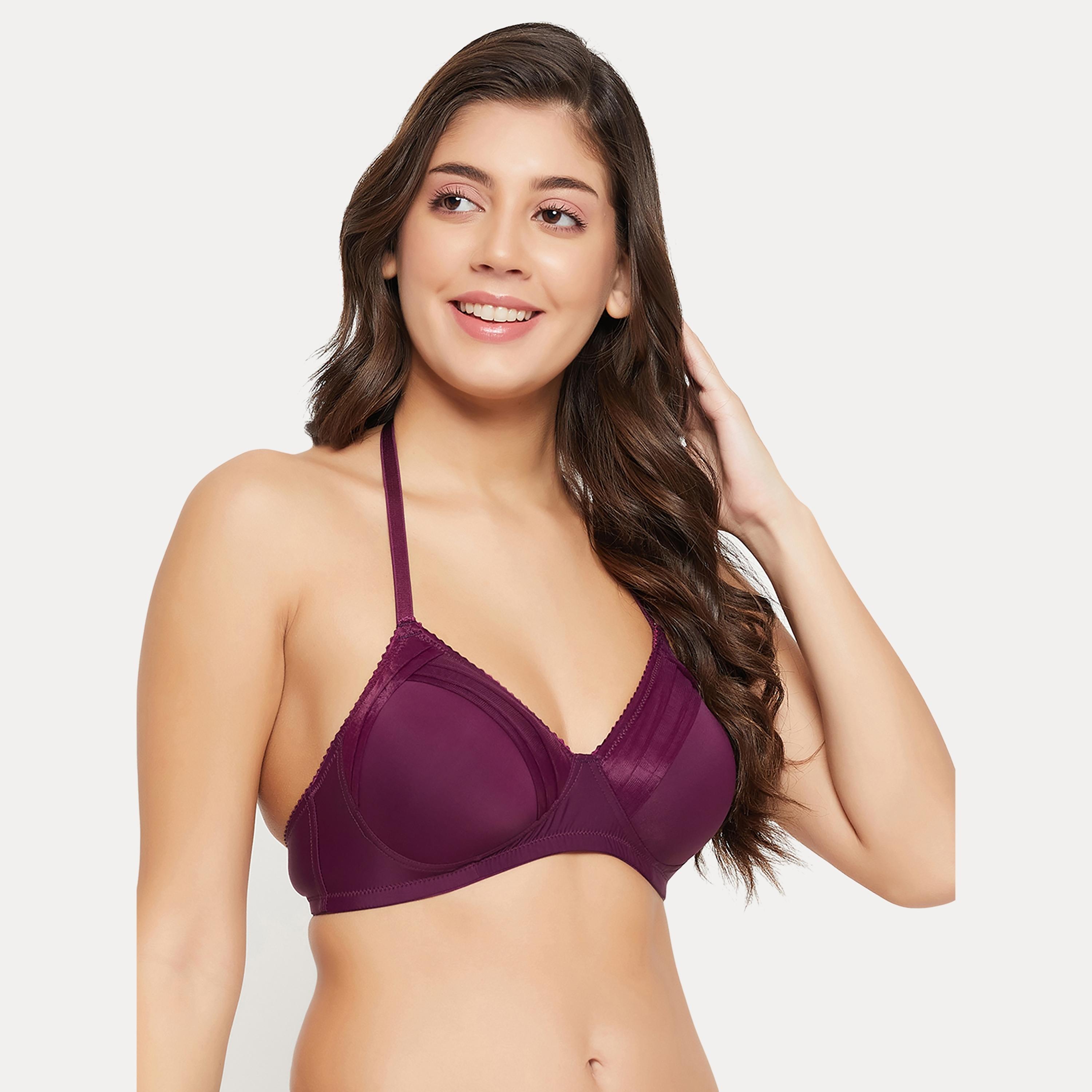 حمالة صدر نسائية مبطنة بدون سلك بكوب كامل وفتحة رقبة هالتر باللون البرقوقي من كلوفيا-women-clothing-lingerie-bras-image-3