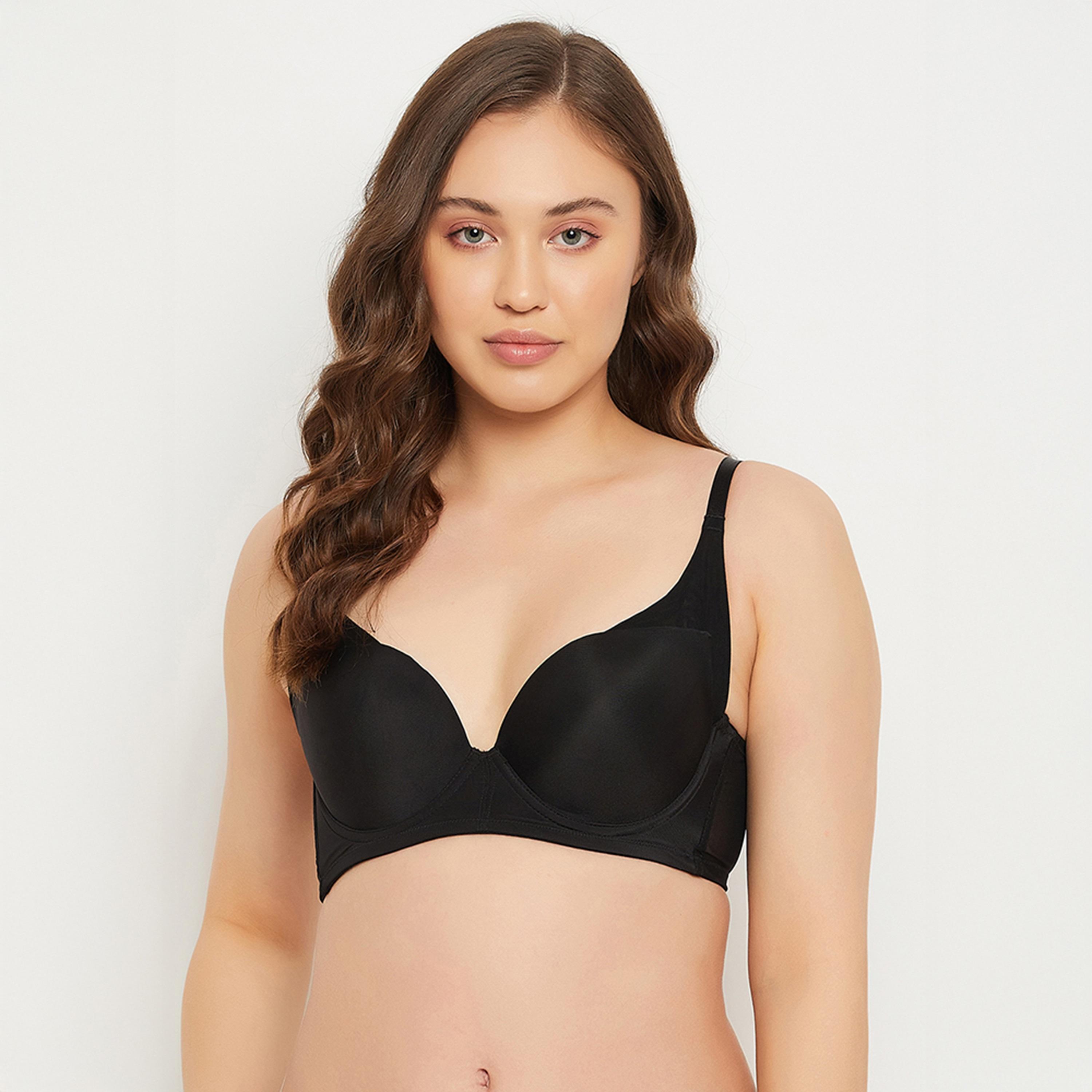 Clovia Level 2 Push-Up Padded Underwired Demi Cup Multiway Women's T-Shirt Bra in Black-women-clothing-lingerie-bras-image-1