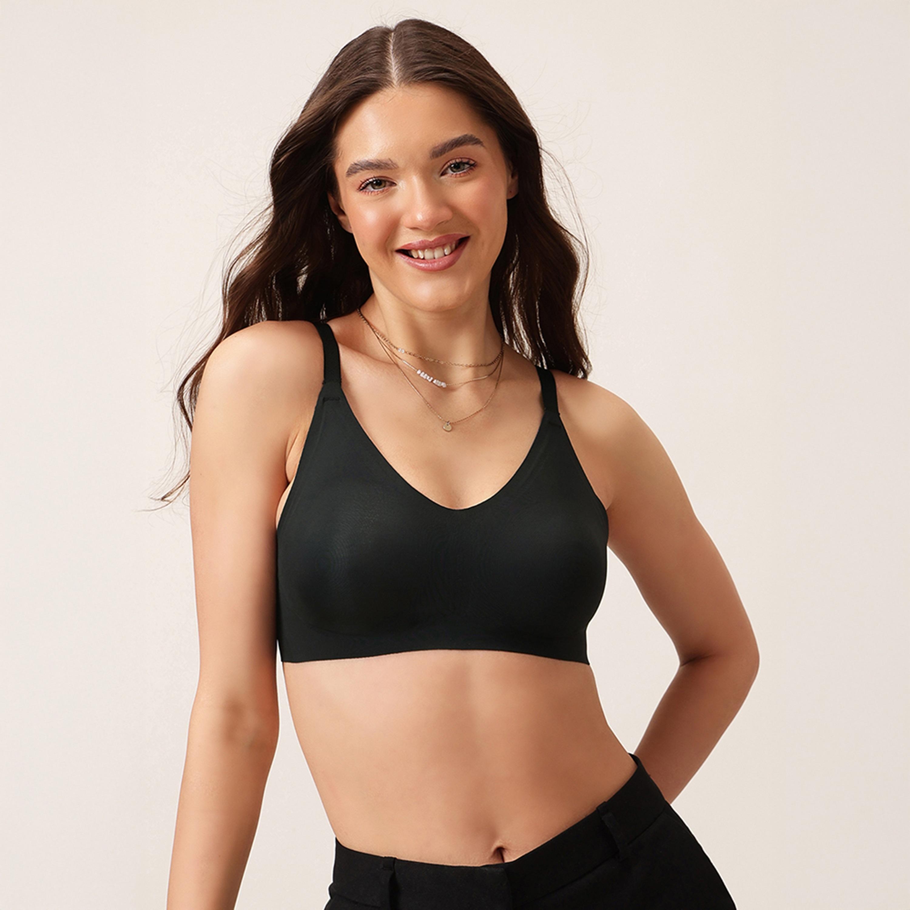 حمالة صدر غير مبطنة، بدون سلك، بتغطية كاملة، سلسة - أسود من كلوفيا-women-clothing-lingerie-bras-image-1