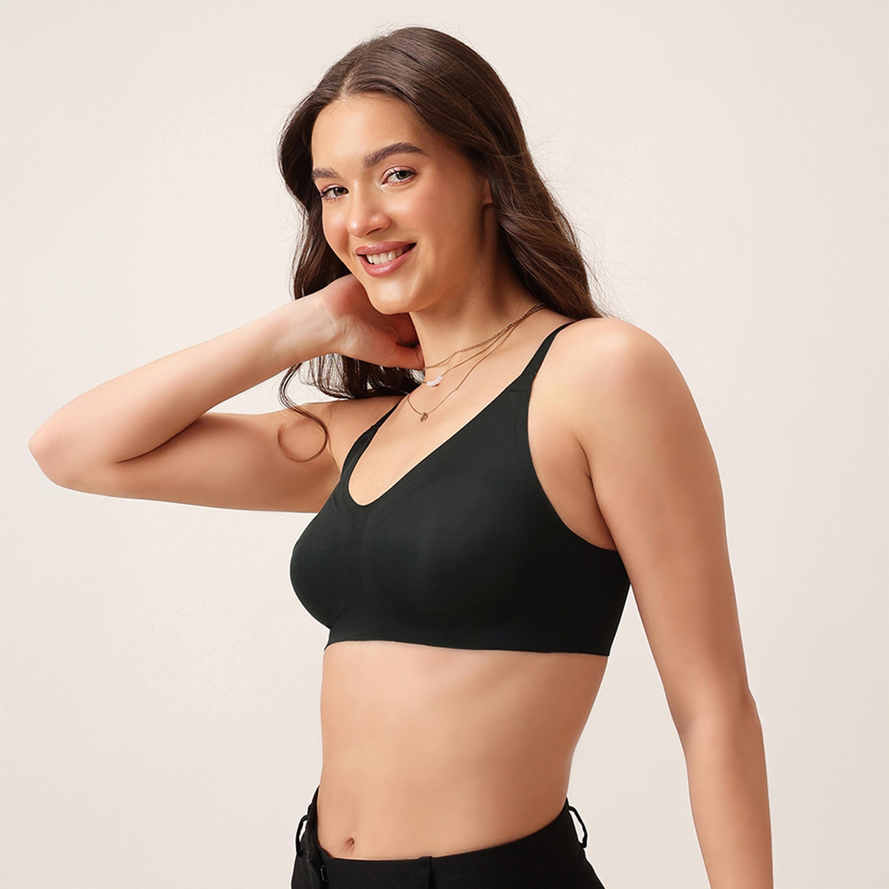 حمالة صدر غير مبطنة، بدون سلك، بتغطية كاملة، سلسة - أسود من كلوفيا-women-clothing-lingerie-bras-image-2