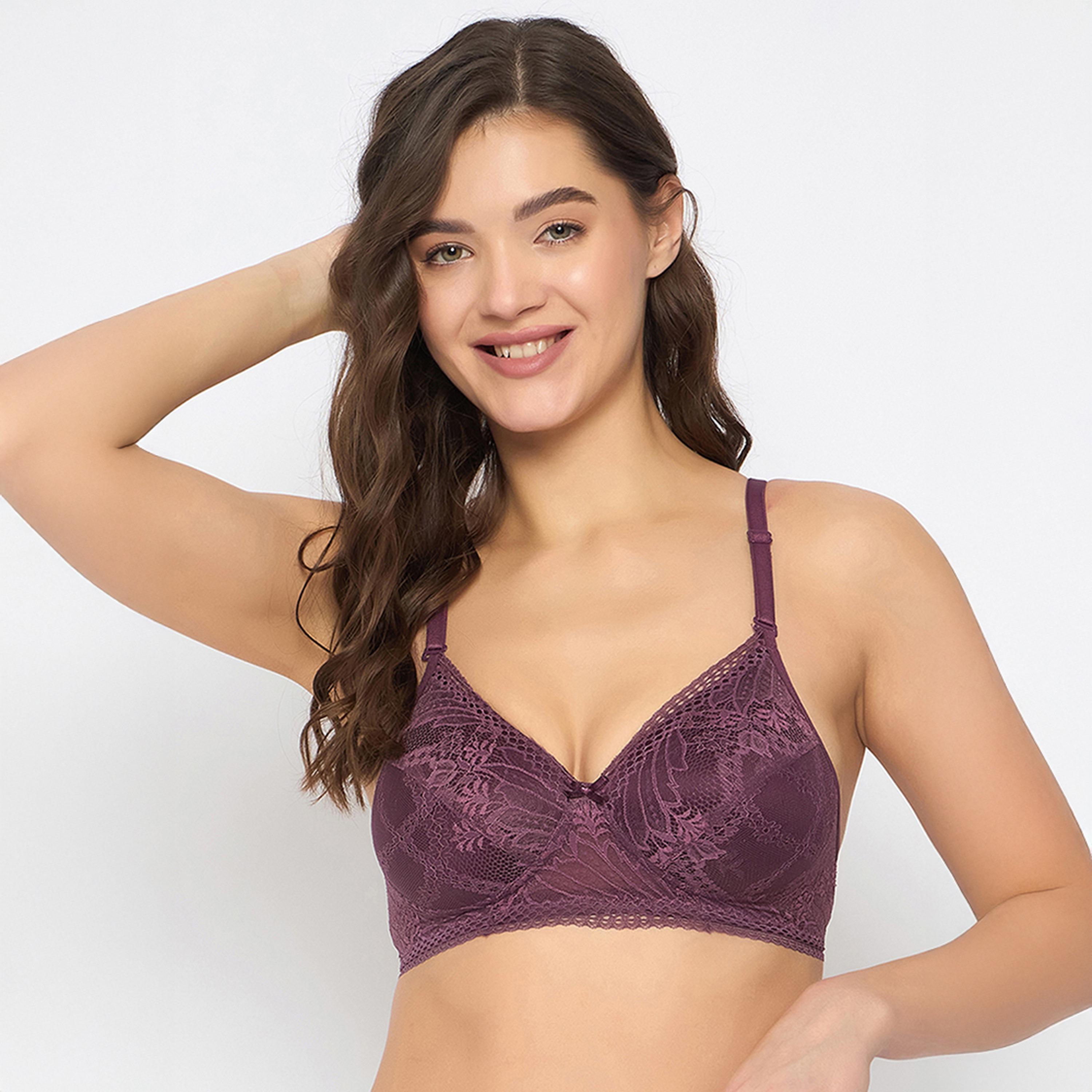 حمالة صدر مبطنة، بدون سلك، بتغطية كاملة، متعددة الارتداء - لون نبيذي من كلوفيا-women-clothing-lingerie-bras-image-1
