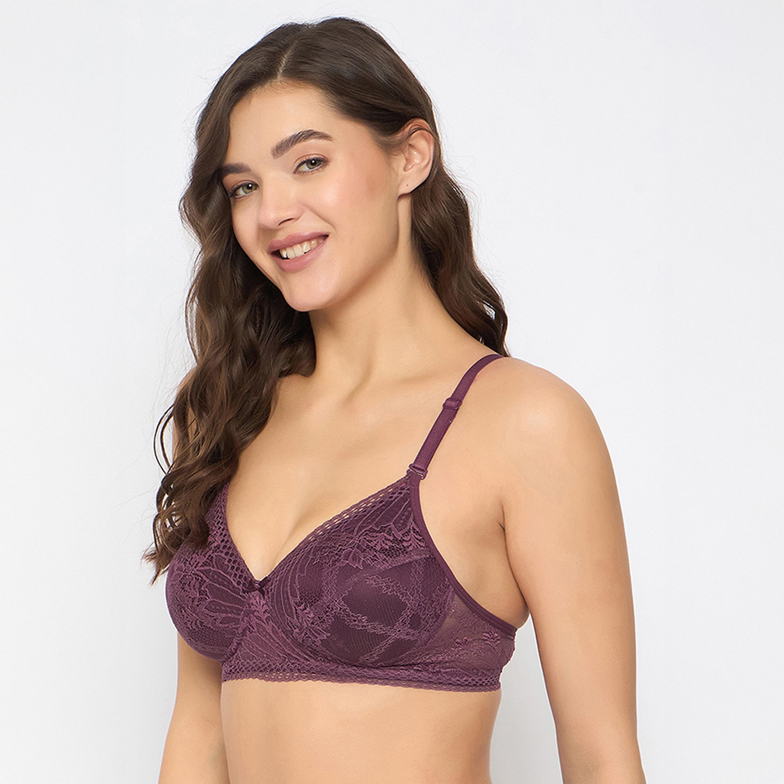 حمالة صدر مبطنة، بدون سلك، بتغطية كاملة، متعددة الارتداء - لون نبيذي من كلوفيا-women-clothing-lingerie-bras-image-2