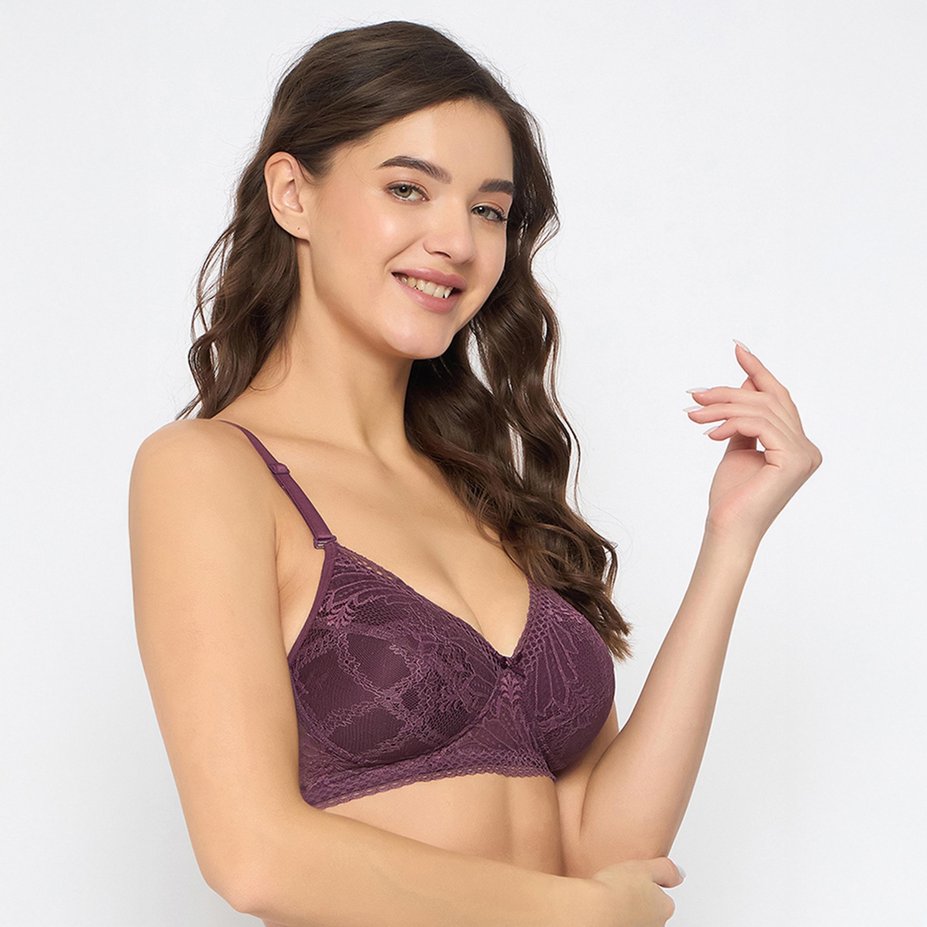 حمالة صدر مبطنة، بدون سلك، بتغطية كاملة، متعددة الارتداء - لون نبيذي من كلوفيا-women-clothing-lingerie-bras-image-3
