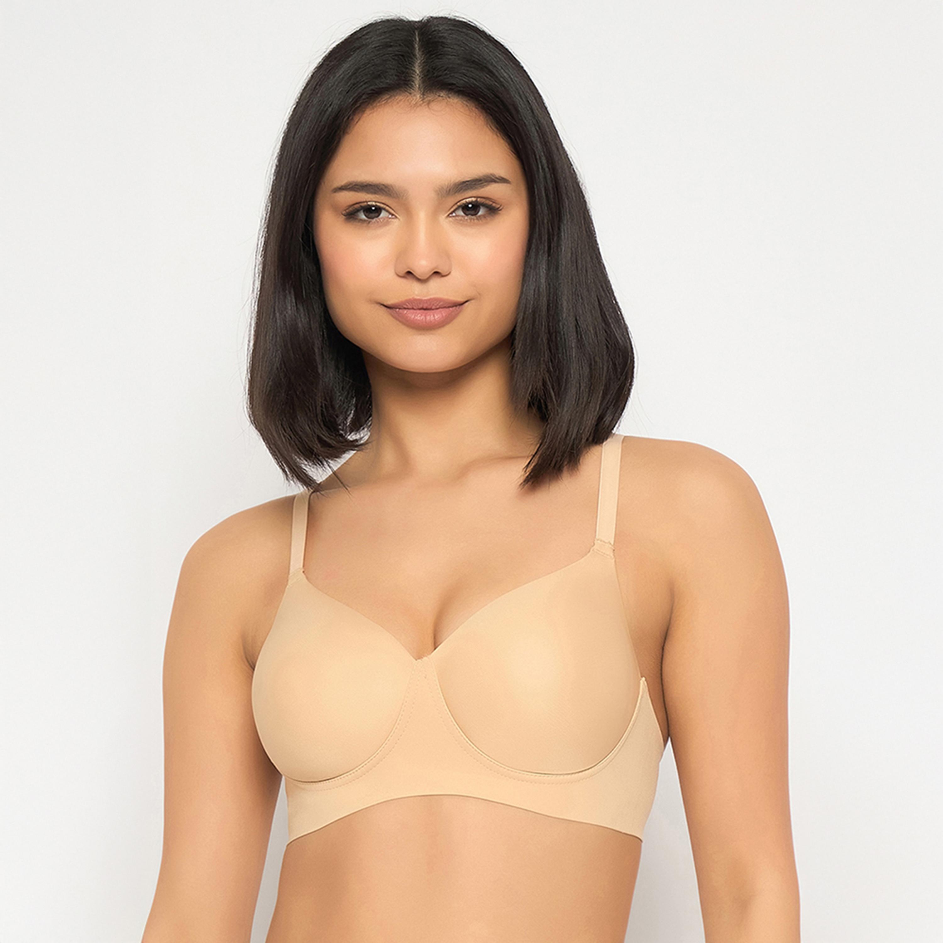 Clovia Padded Non-Wired Full Coverage Seamless Women's Bonded Bra in Nude Colour-women-clothing-lingerie-bras-image-1