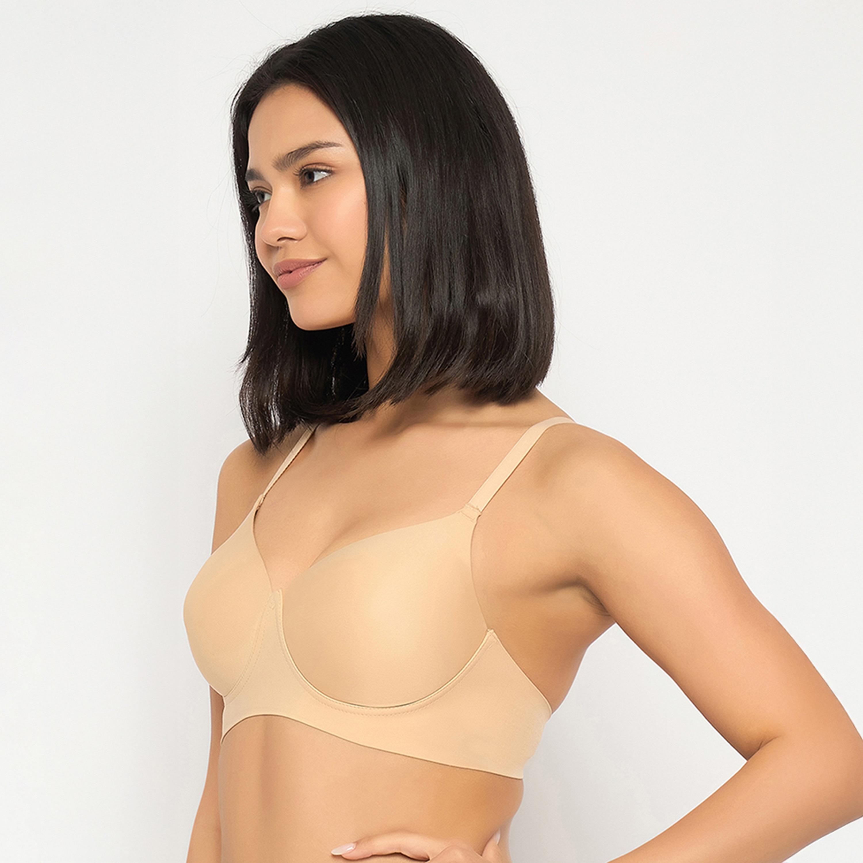 Clovia Padded Non-Wired Full Coverage Seamless Women's Bonded Bra in Nude Colour-women-clothing-lingerie-bras-image-2