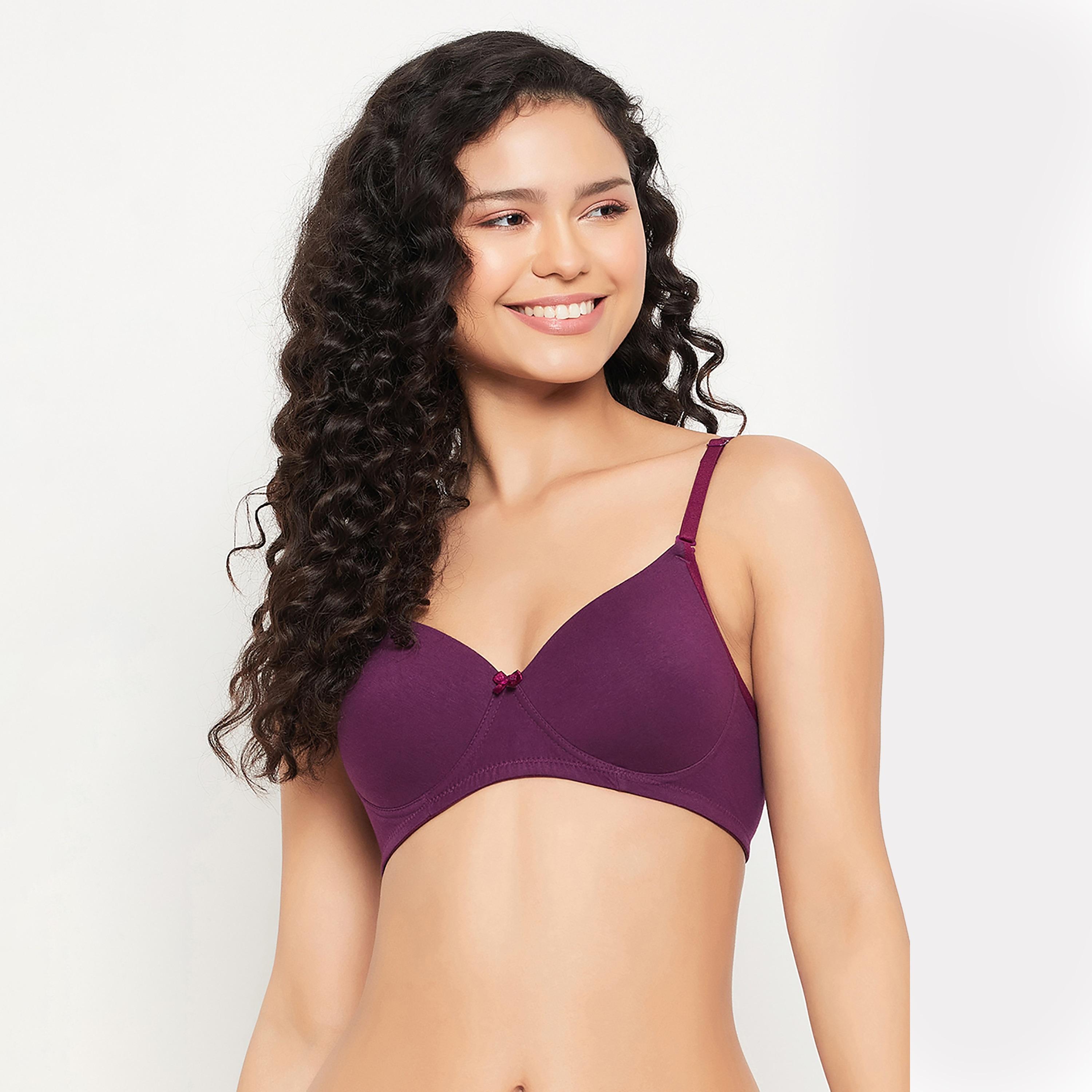 Clovia Padded Non-Wired Full Cup Multiway Women's T-Shirt Bra in Wine Colour - Cotton-women-clothing-lingerie-bras-image-1