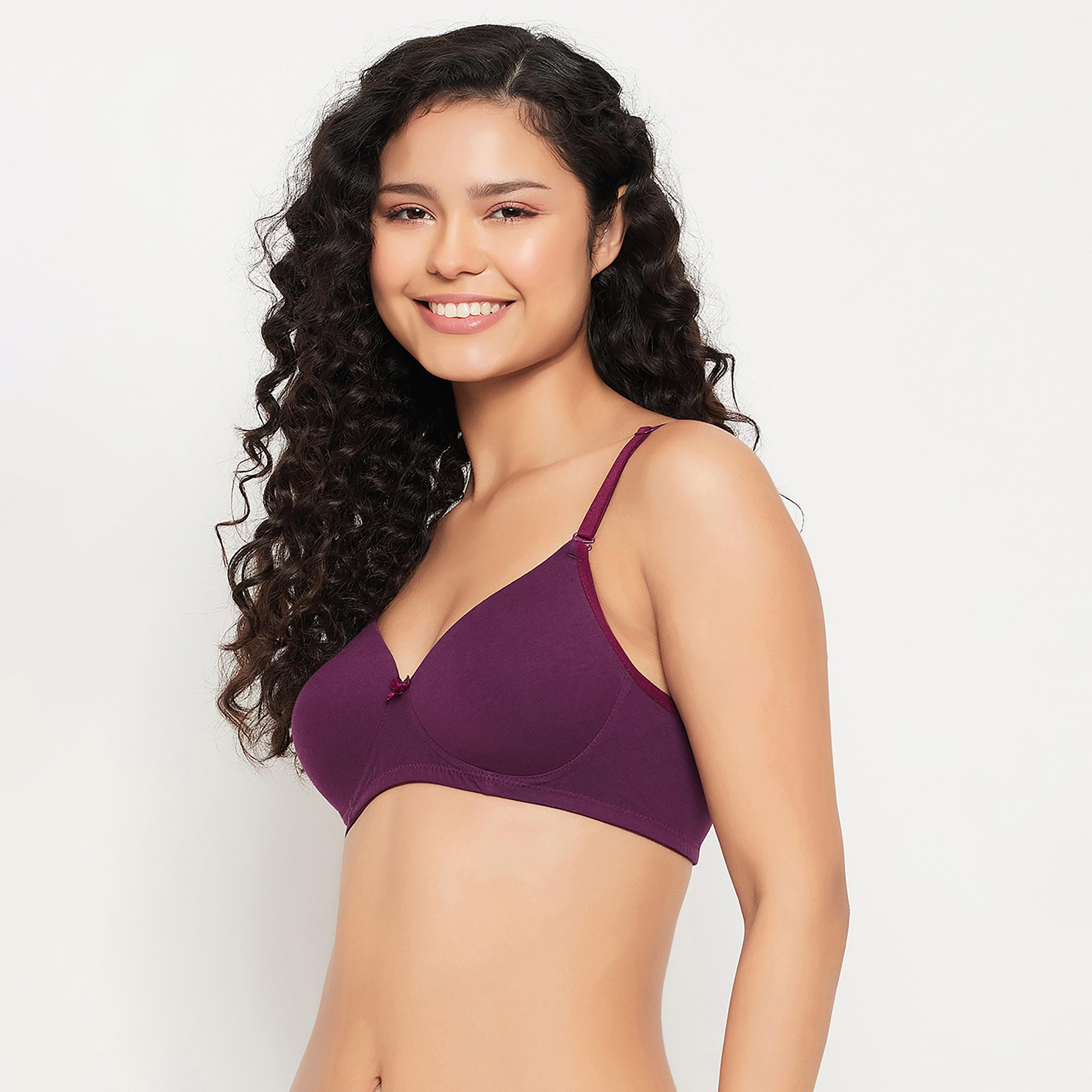 Clovia Padded Non-Wired Full Cup Multiway Women's T-Shirt Bra in Wine Colour - Cotton-women-clothing-lingerie-bras-image-3