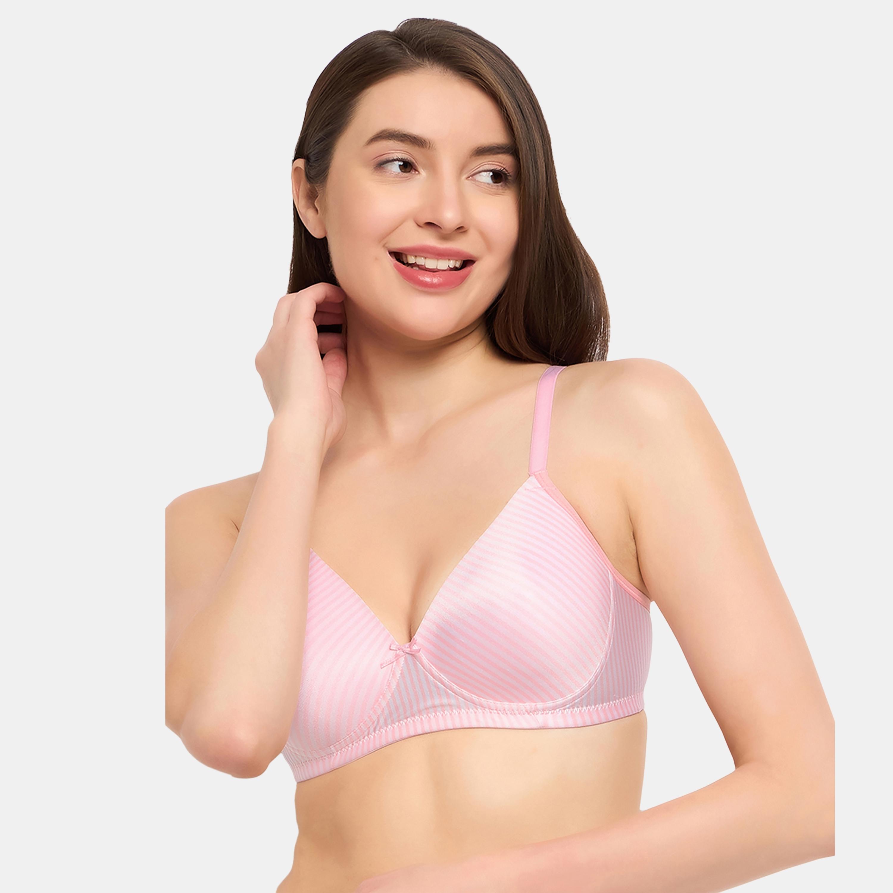 حمالة صدر نسائية مخططة مبطنة بدون أسلاك بكوب كامل باللون الوردي الفاتح من كلوفيا-women-clothing-lingerie-bras-image-1