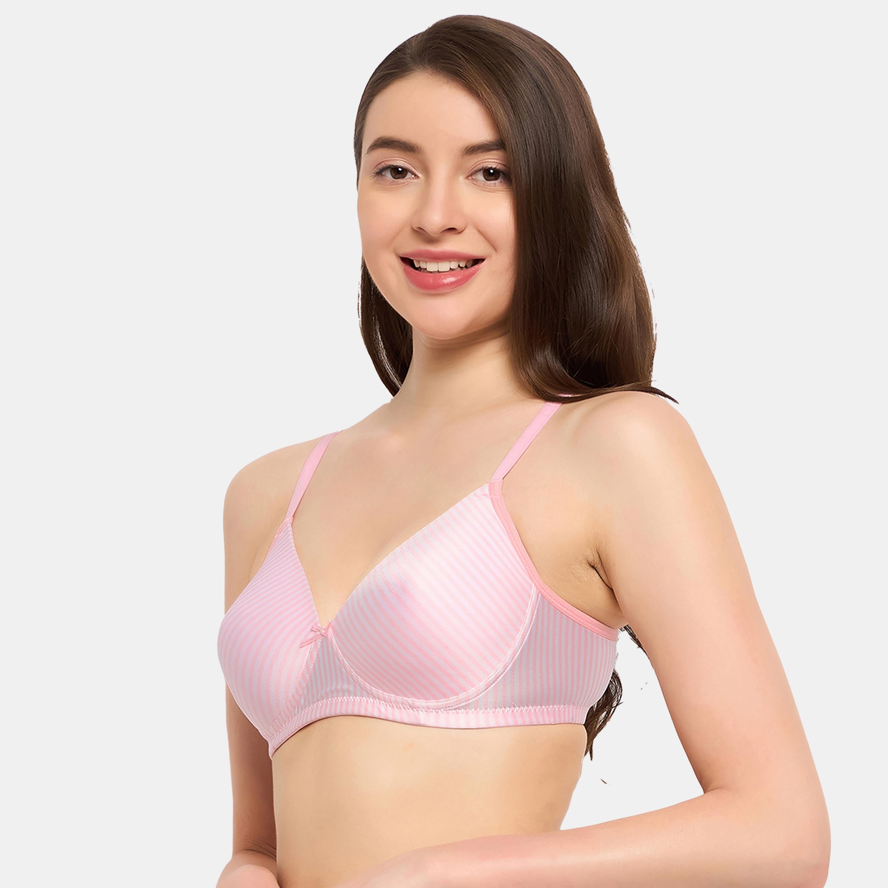 حمالة صدر نسائية مخططة مبطنة بدون أسلاك بكوب كامل باللون الوردي الفاتح من كلوفيا-women-clothing-lingerie-bras-image-2