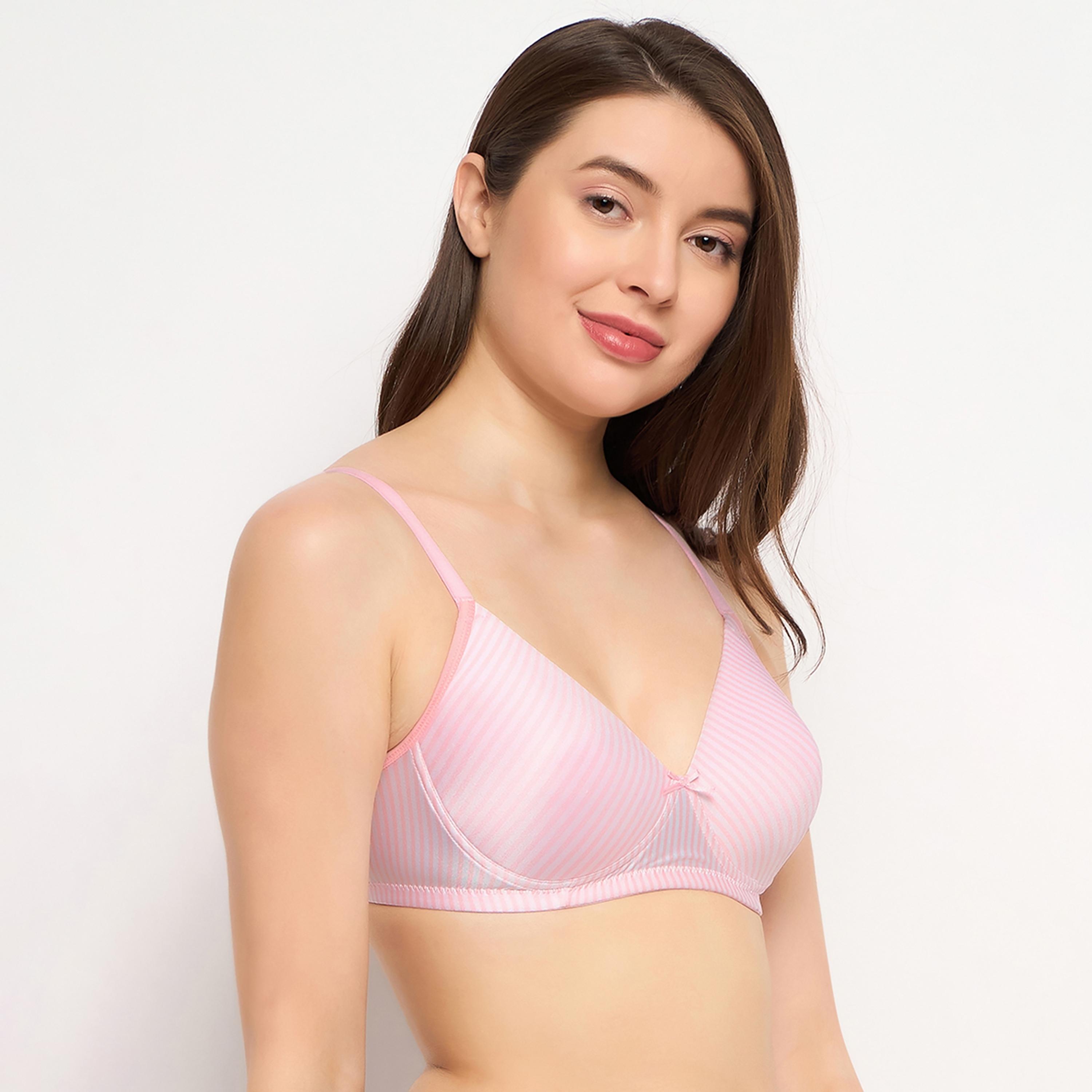 حمالة صدر نسائية مخططة مبطنة بدون أسلاك بكوب كامل باللون الوردي الفاتح من كلوفيا-women-clothing-lingerie-bras-image-3