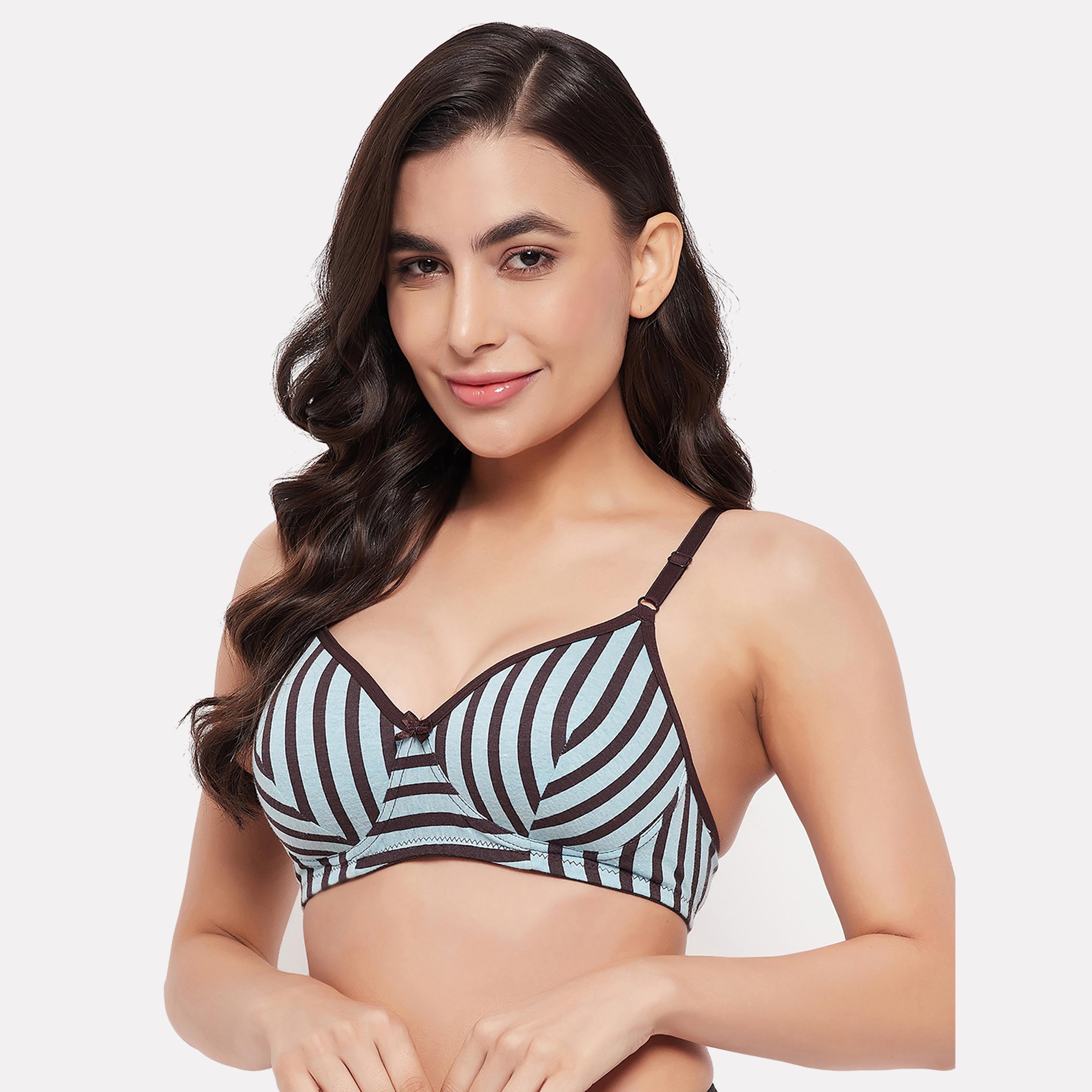 حمالة صدر نسائية مخططة مبطنة بدون سلك أمي روز باللون الأزرق الفاتح من كلوفيا - قطن-women-clothing-lingerie-bras-image-2