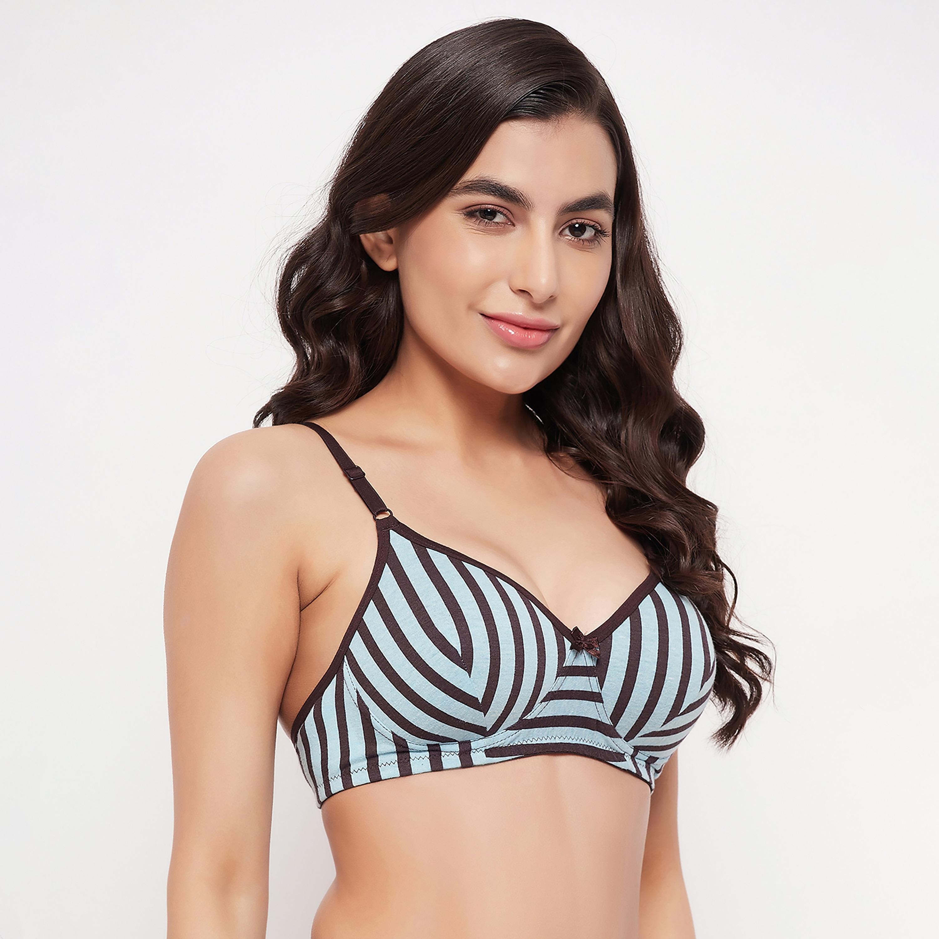 حمالة صدر نسائية مخططة مبطنة بدون سلك أمي روز باللون الأزرق الفاتح من كلوفيا - قطن-women-clothing-lingerie-bras-image-3