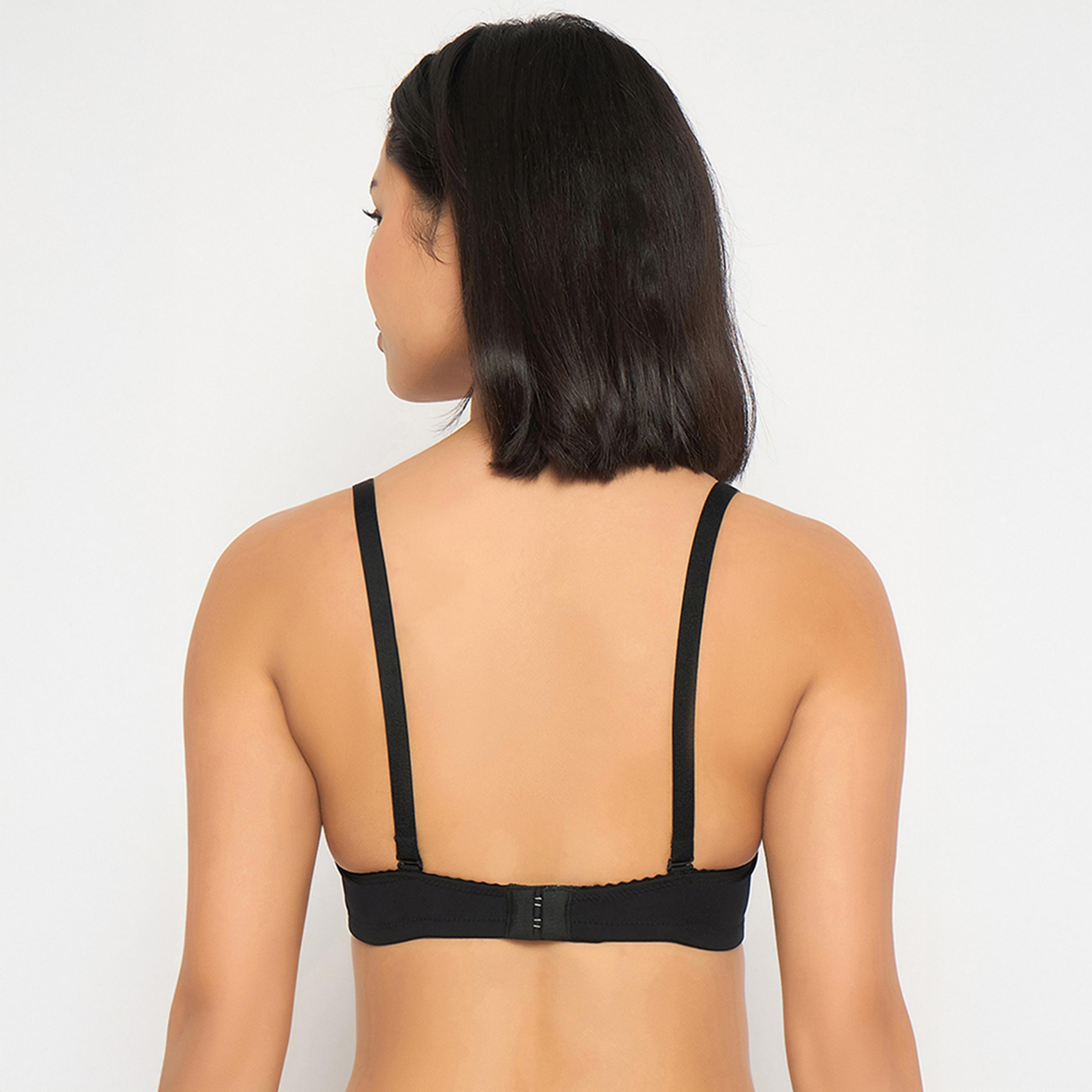 حمالة صدر تي شيرت مبطنة، بدون سلك، مخططة، متعددة الارتداء - أسود من كلوفيا-women-clothing-lingerie-bras-image-4