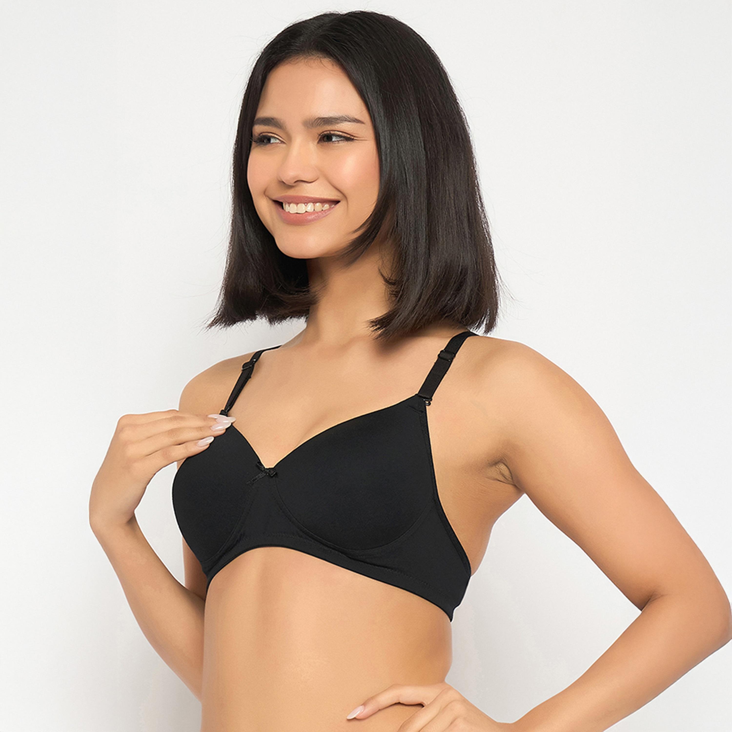 حمالة صدر تي شيرت مبطنة، بدون سلك، بتغطية كاملة، متعددة الارتداء - أسود من كلوفيا-women-clothing-lingerie-bras-image-2