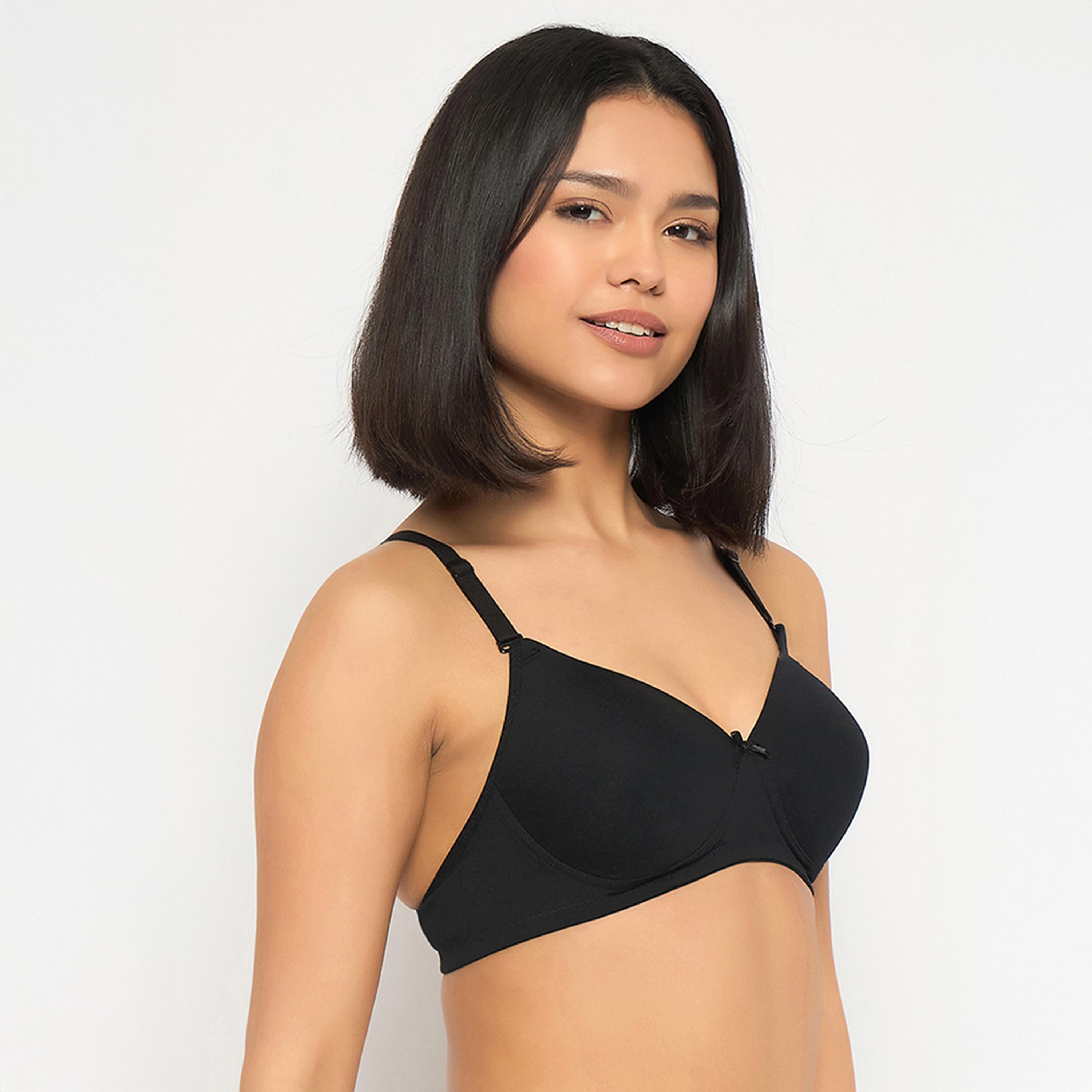 حمالة صدر تي شيرت مبطنة، بدون سلك، بتغطية كاملة، متعددة الارتداء - أسود من كلوفيا-women-clothing-lingerie-bras-image-3