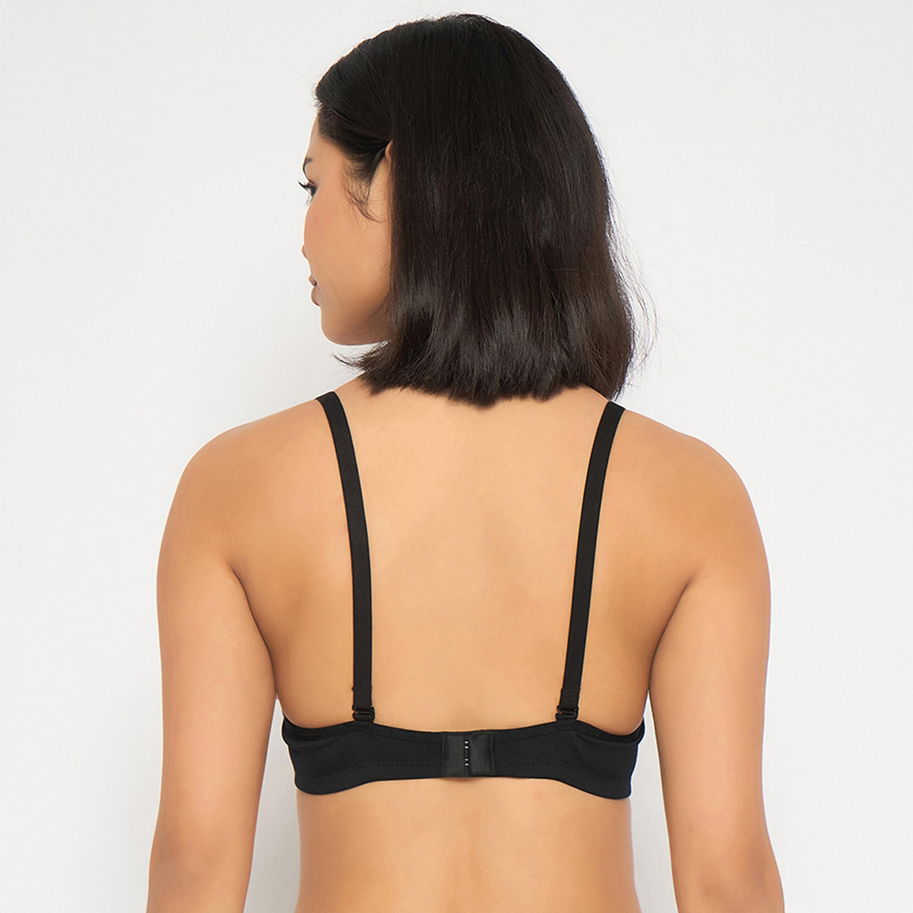 حمالة صدر تي شيرت مبطنة، بدون سلك، بتغطية كاملة، متعددة الارتداء - أسود من كلوفيا-women-clothing-lingerie-bras-image-4