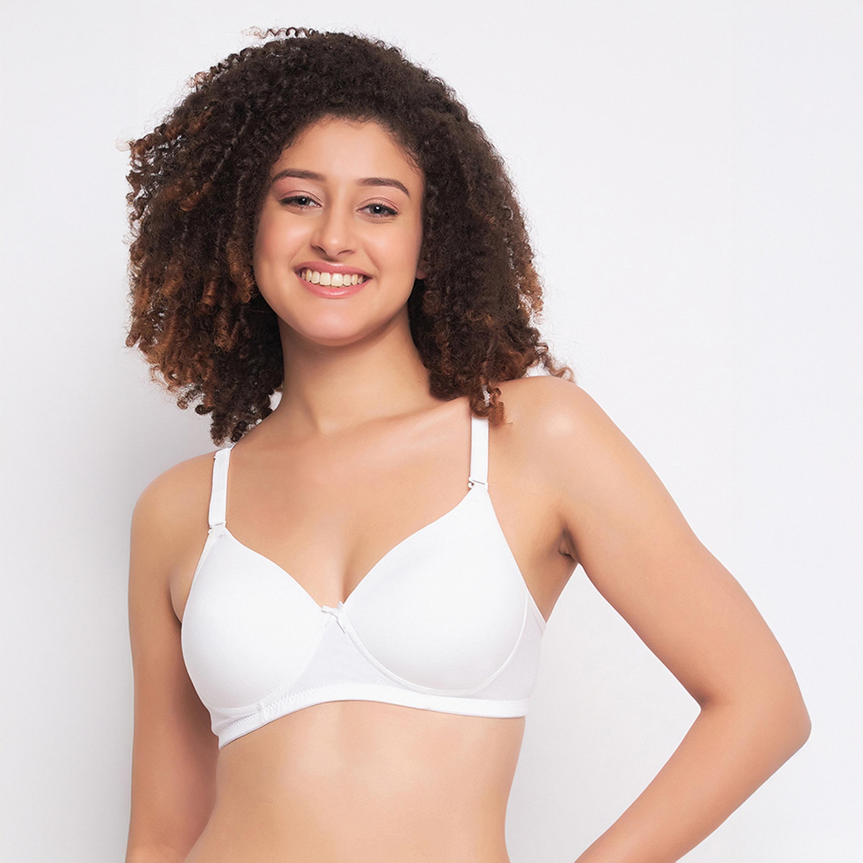 حمالة صدر تي شيرت مبطنة، بدون سلك، بتغطية كاملة - قطن أبيض من كلوفيا-women-clothing-lingerie-bras-image-1