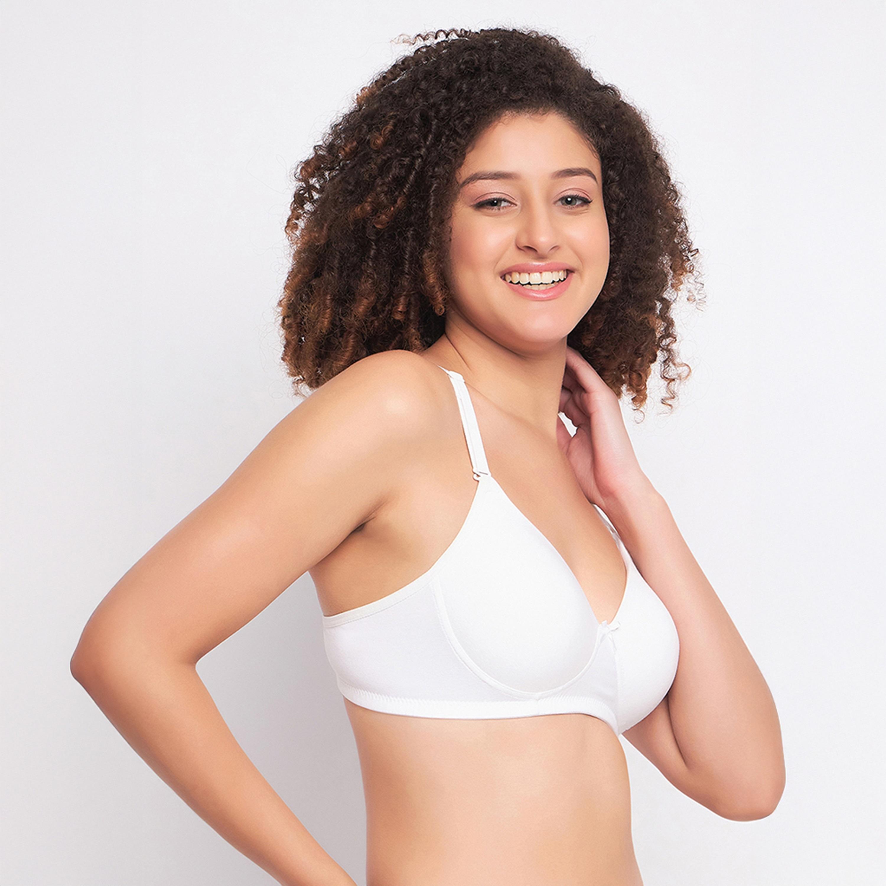 حمالة صدر تي شيرت مبطنة، بدون سلك، بتغطية كاملة - قطن أبيض من كلوفيا-women-clothing-lingerie-bras-image-2