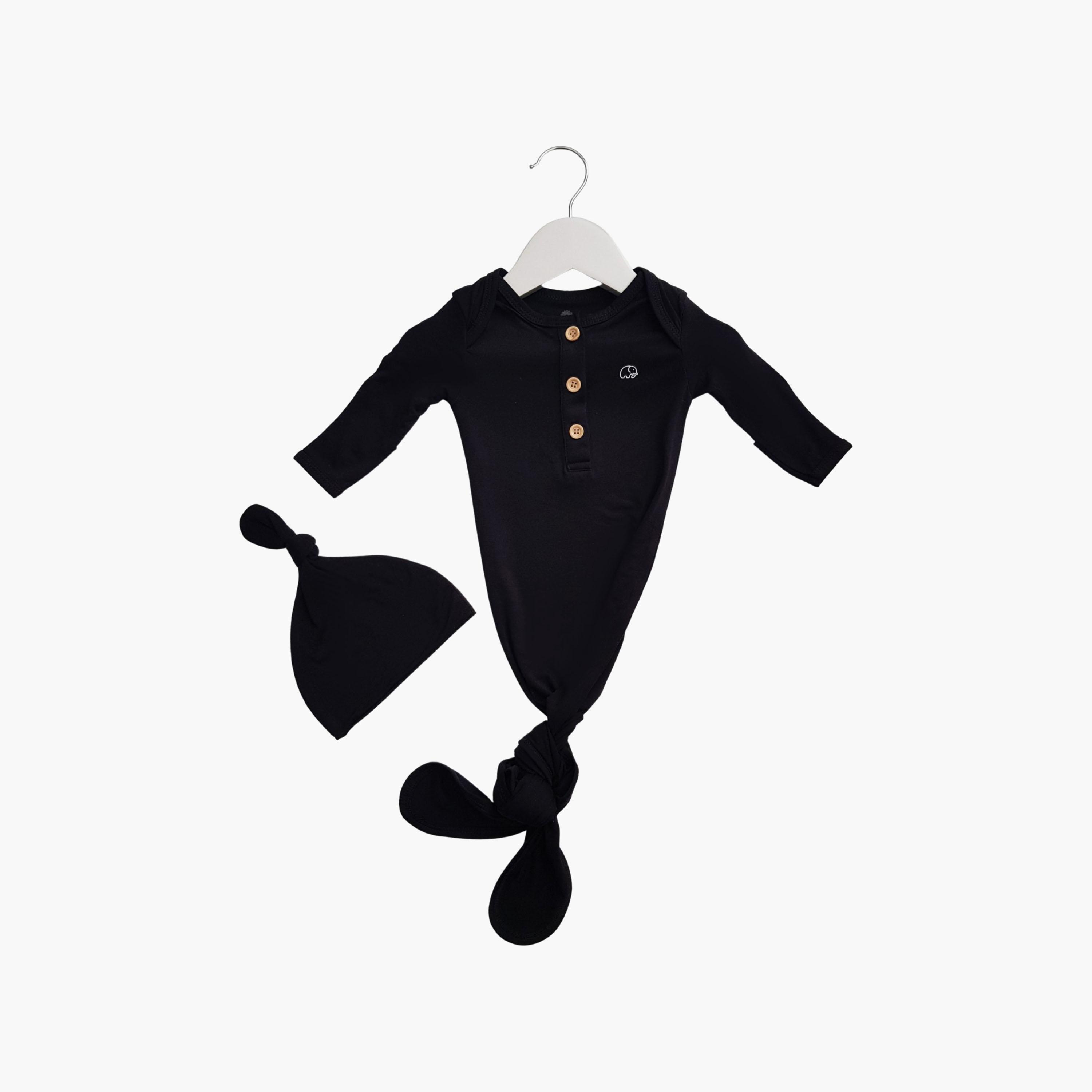 طقم قطعتين ثوب نوم بعقدة وقبعة بيني للأطفال من أنفي بيبي-baby-girls-clothing-nightwear-sleepsuits-image-1