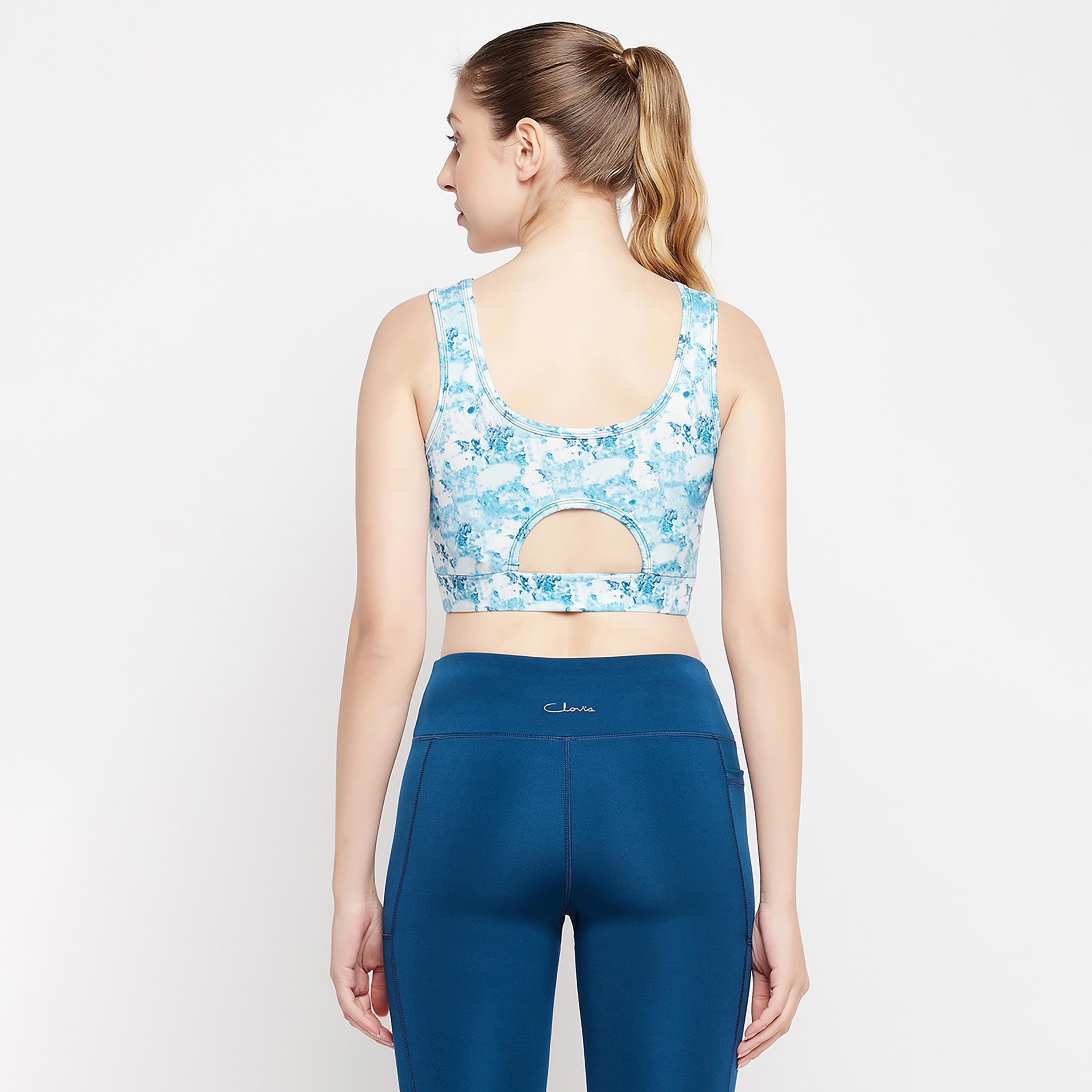 Clovia Medium Impact Padded Marble Print Women's Sports Bra in Sky Blue-women-clothing-sportswearandactivewear-sportsbras-image-5