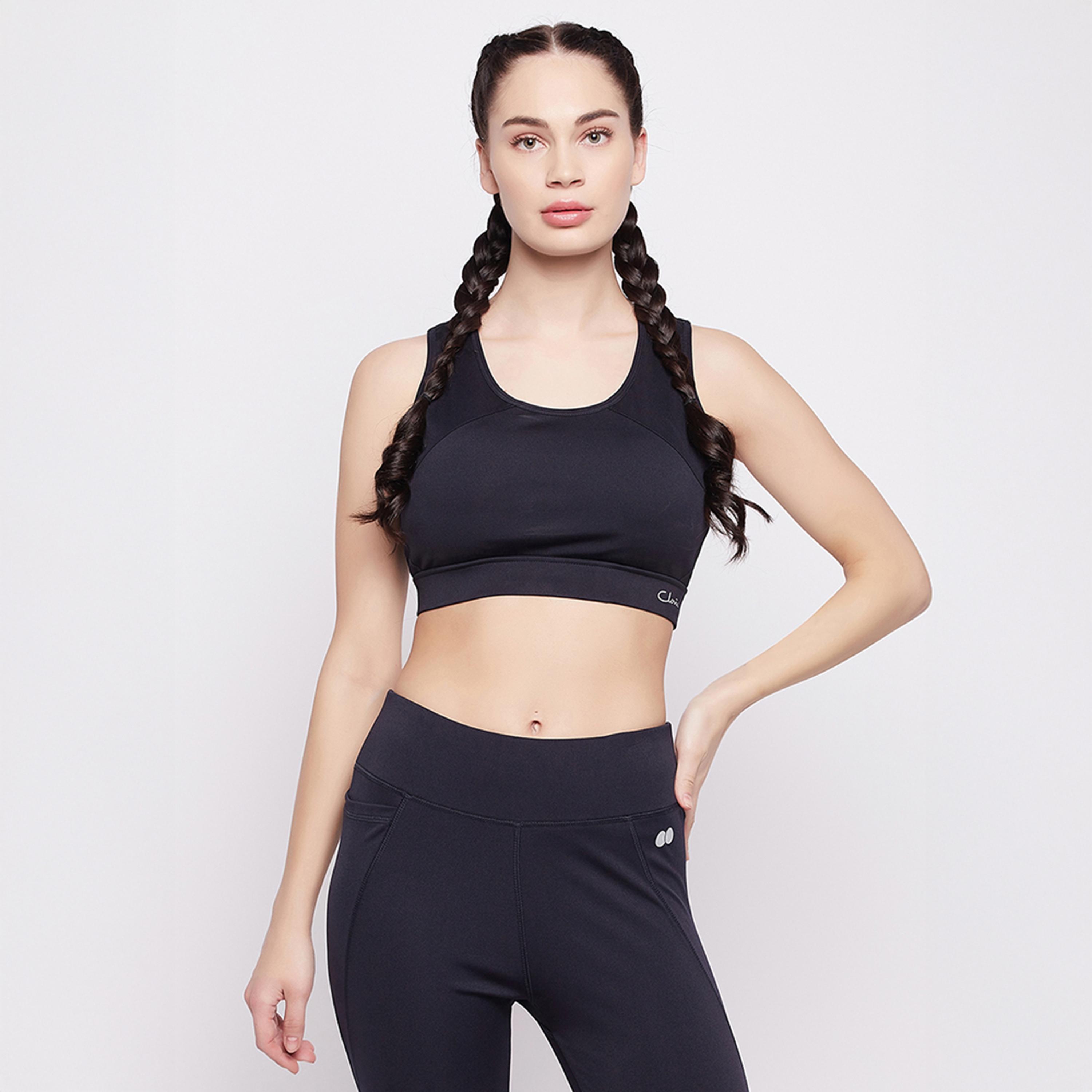 Clovia Medium Impact Padded Racerback Women's Sports Bra in Navy Blue-women-clothing-lingerie-bras-image-1