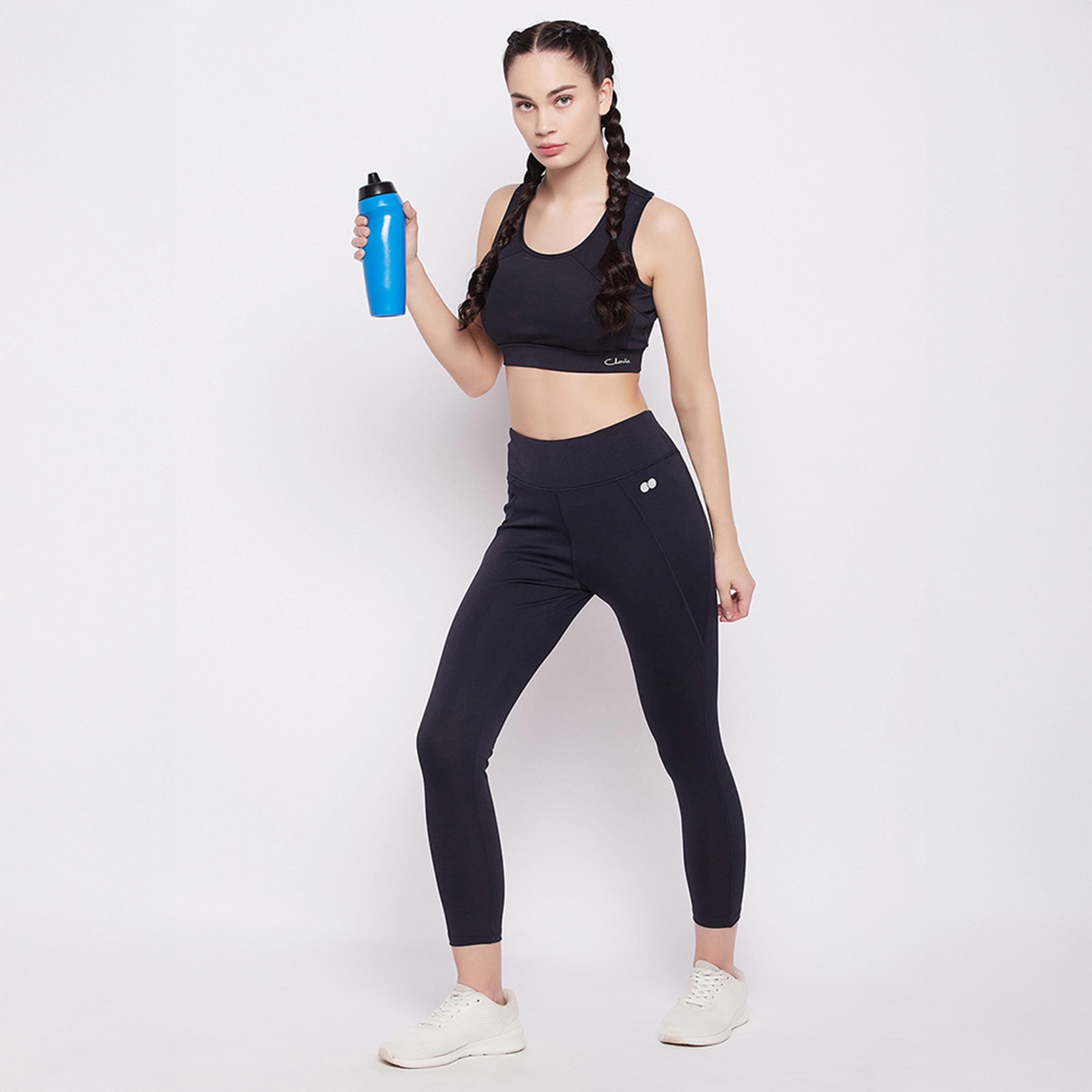 Clovia Medium Impact Padded Racerback Women's Sports Bra in Navy Blue-women-clothing-lingerie-bras-image-2