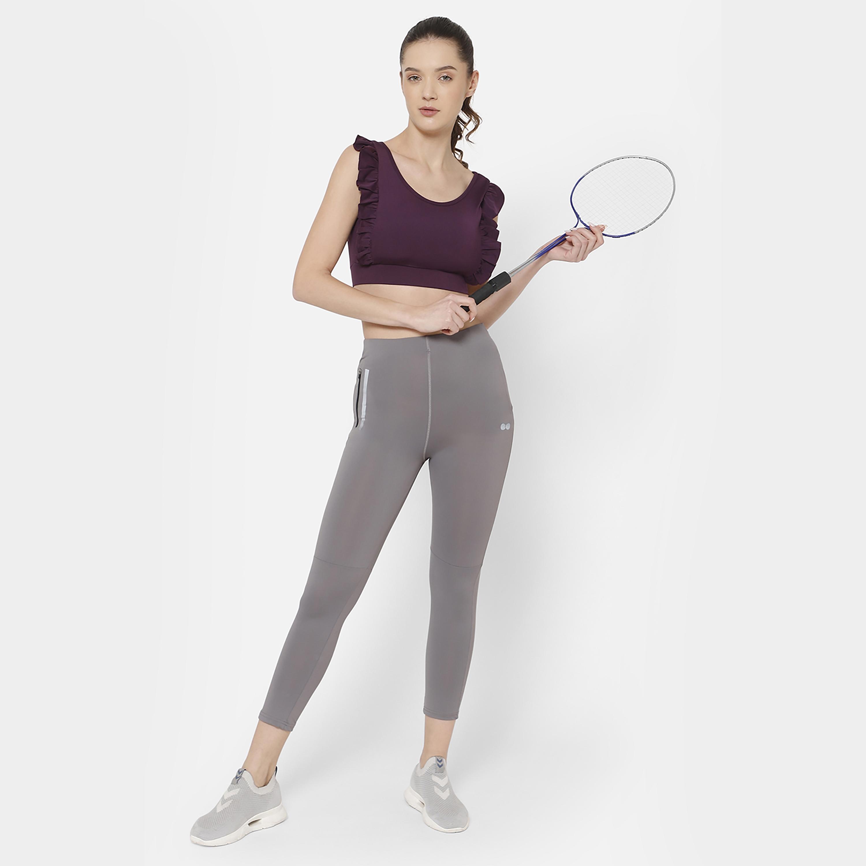 صدرية رياضية نسائية مبطنة ومبطنة متوسطة التأثير من كلوفيا بلون البرقوق-women-clothing-sportswearandactivewear-sportsbras-image-2