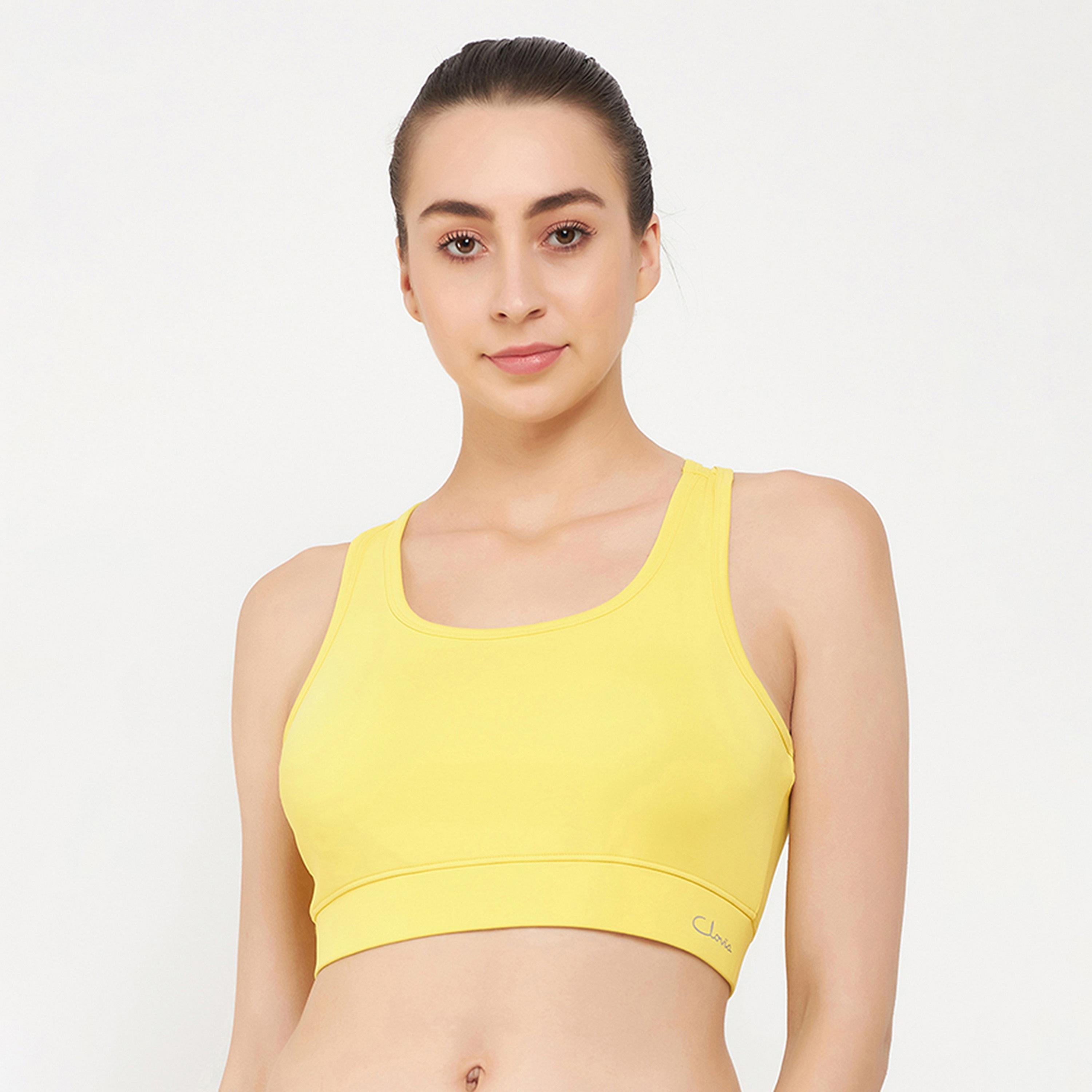 Clovia Medium Impact Padded Racerback Women's Sports Bra in Yellow-women-clothing-sportswearandactivewear-sportsbras-image-1