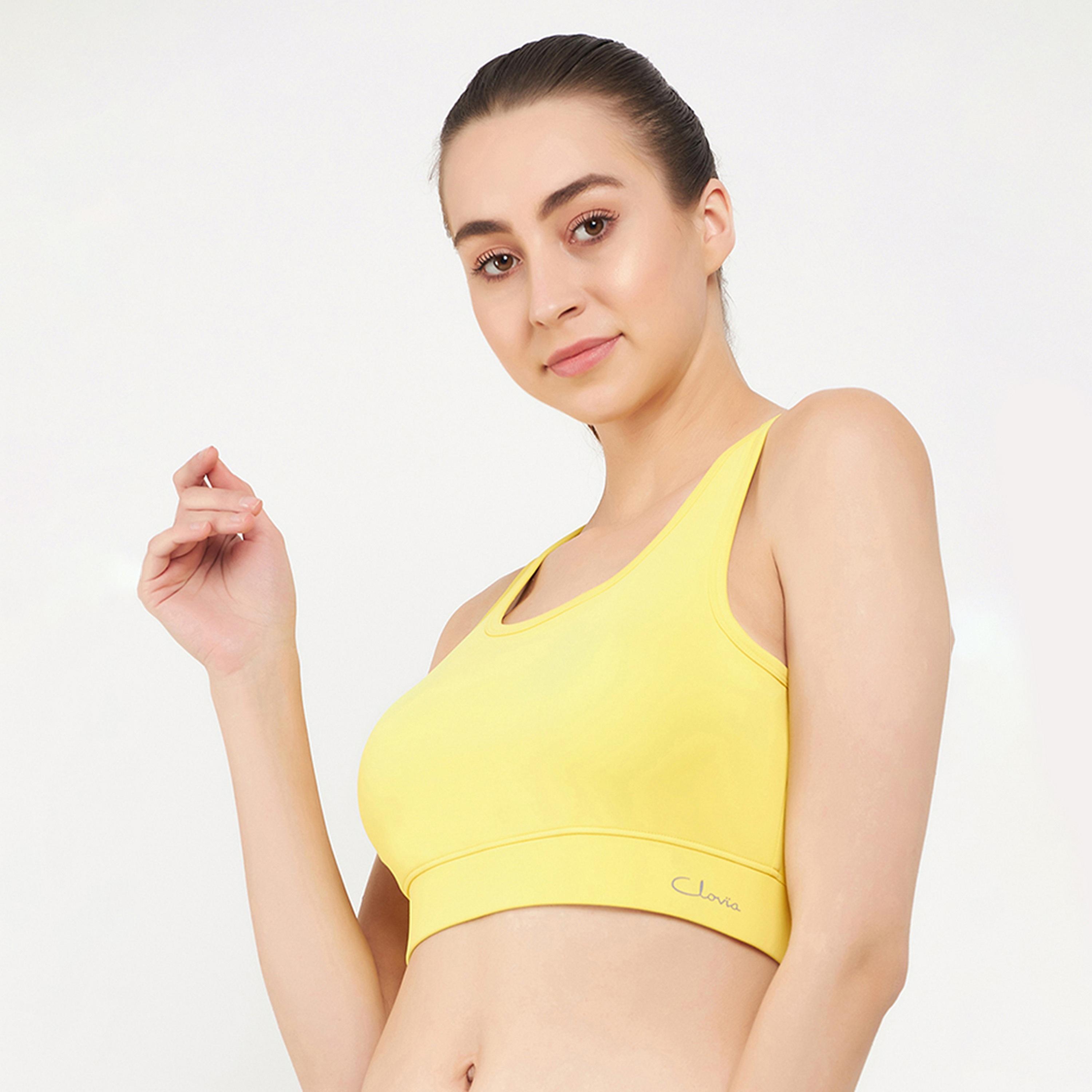 Clovia Medium Impact Padded Racerback Women's Sports Bra in Yellow-women-clothing-sportswearandactivewear-sportsbras-image-2