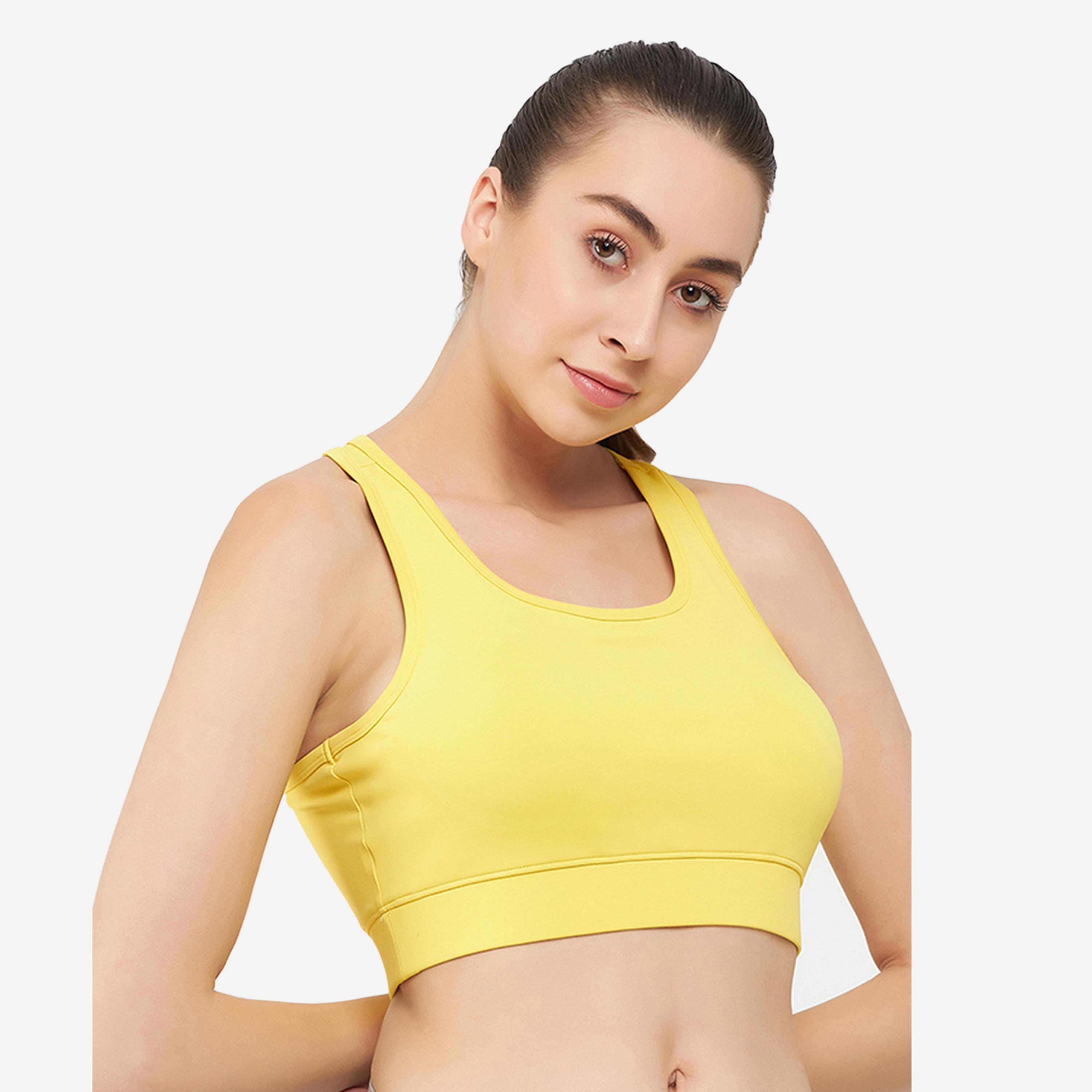 Clovia Medium Impact Padded Racerback Women's Sports Bra in Yellow-women-clothing-sportswearandactivewear-sportsbras-image-3