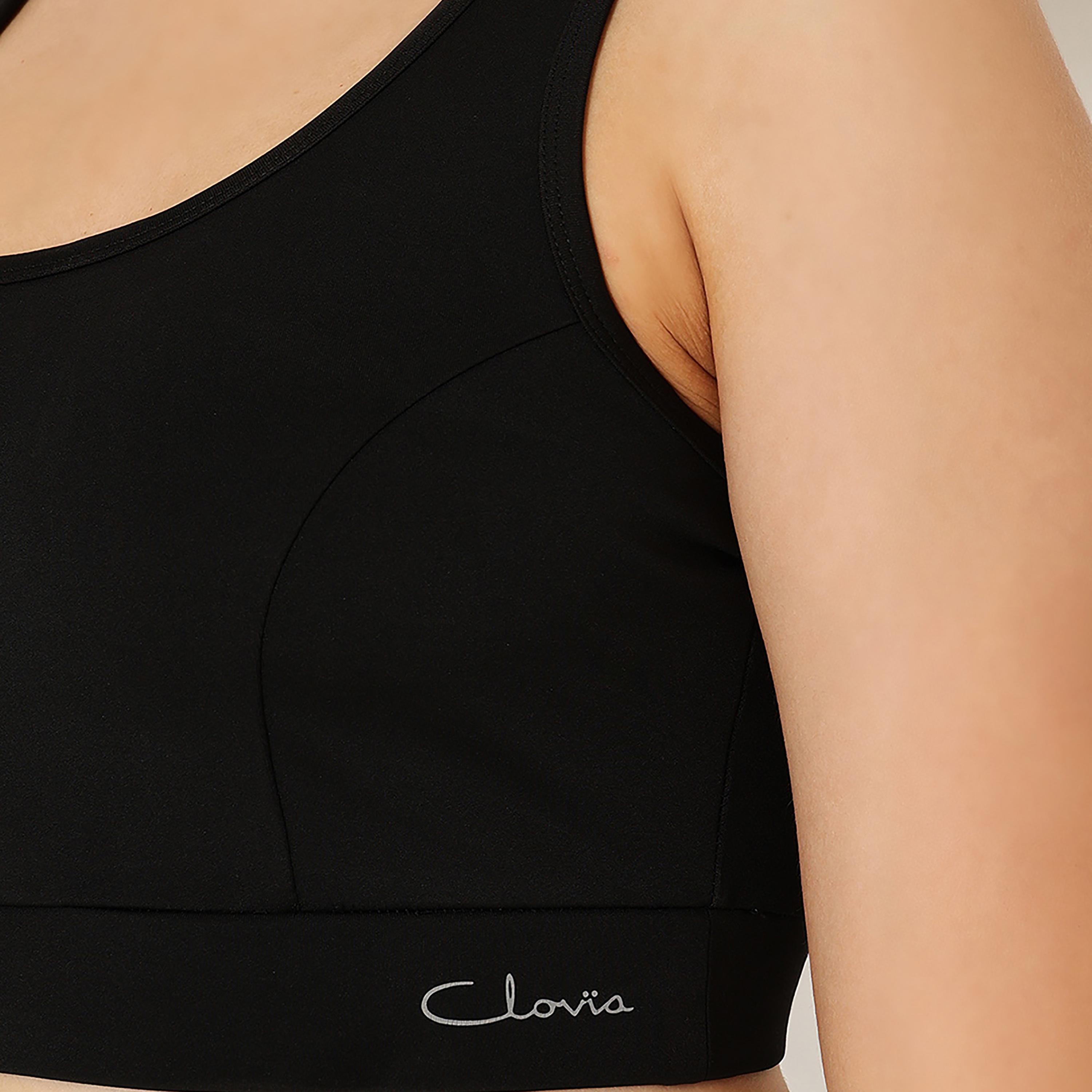 Clovia Medium Impact Padded Racerback Women's Sports Bra in Black-women-clothing-lingerie-bras-image-4