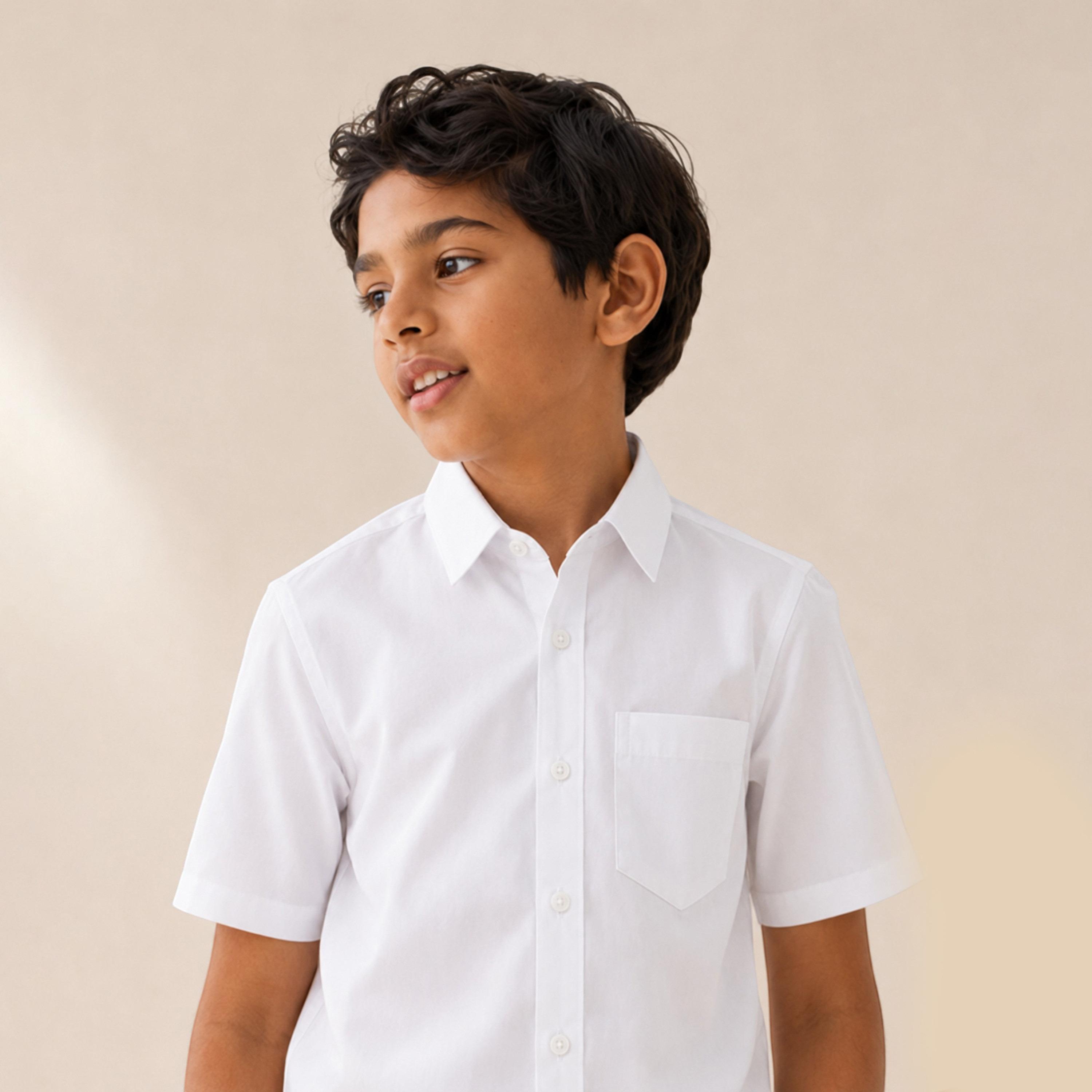 قميص سادة بأكمام قصيرة وياقة من فيكتور أند جين-boys-clothing-shirts-image-2