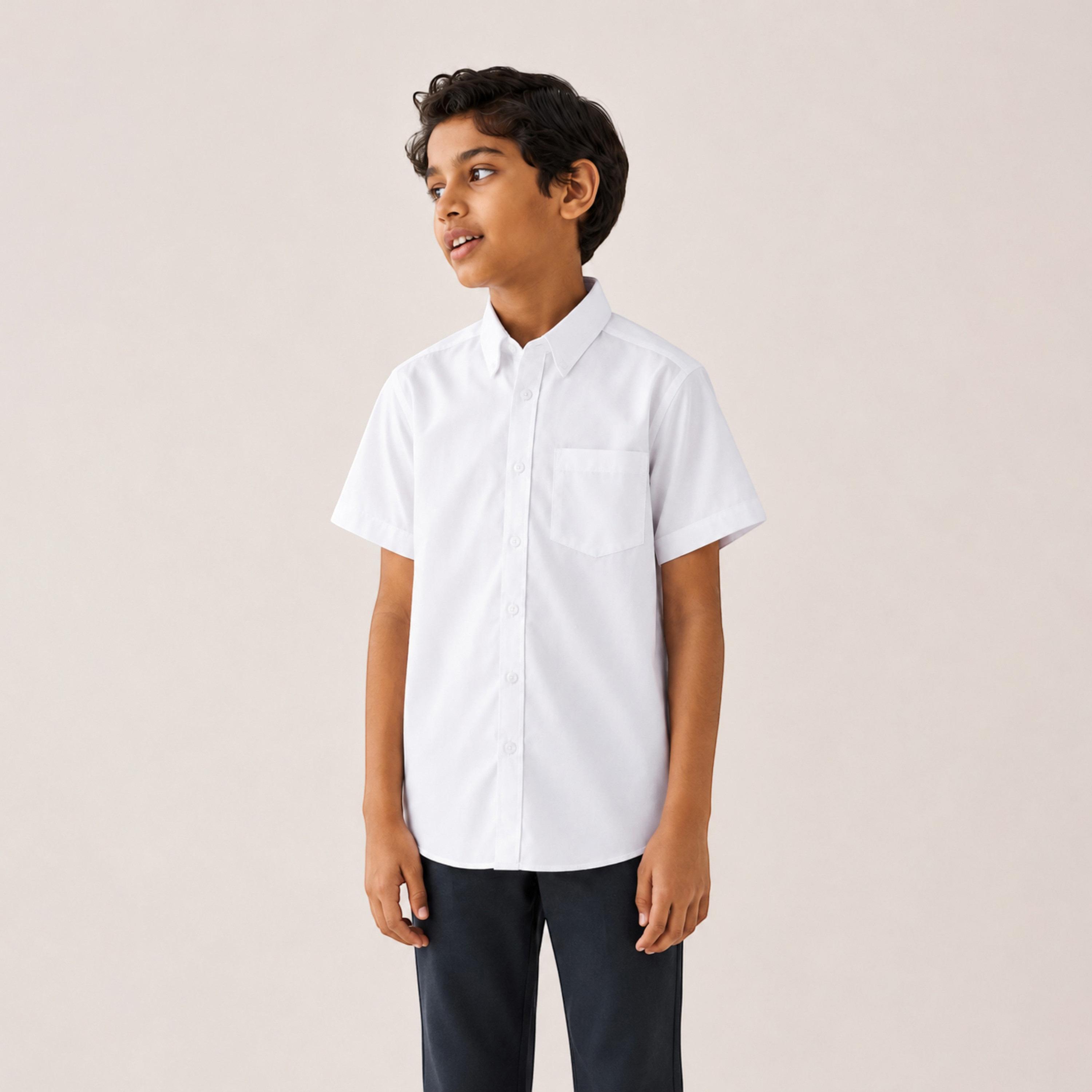 Victor and Jane Short Sleeves Solid Collared Shirt-boys-clothing-shirts-image-1
