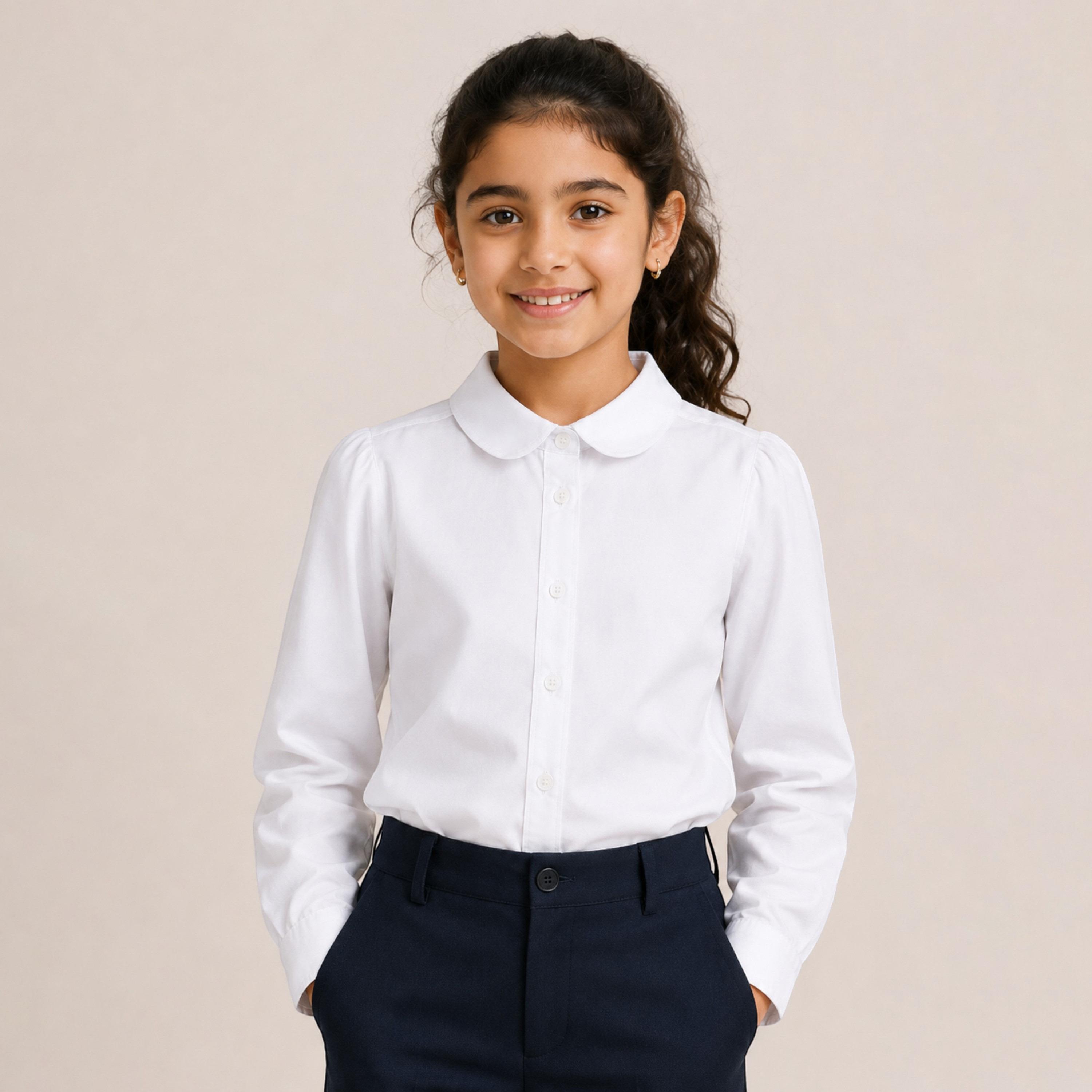 Victor and Jane Long Sleeves Solid Collared Shirt-girls-clothing-blousesandshirts-image-1