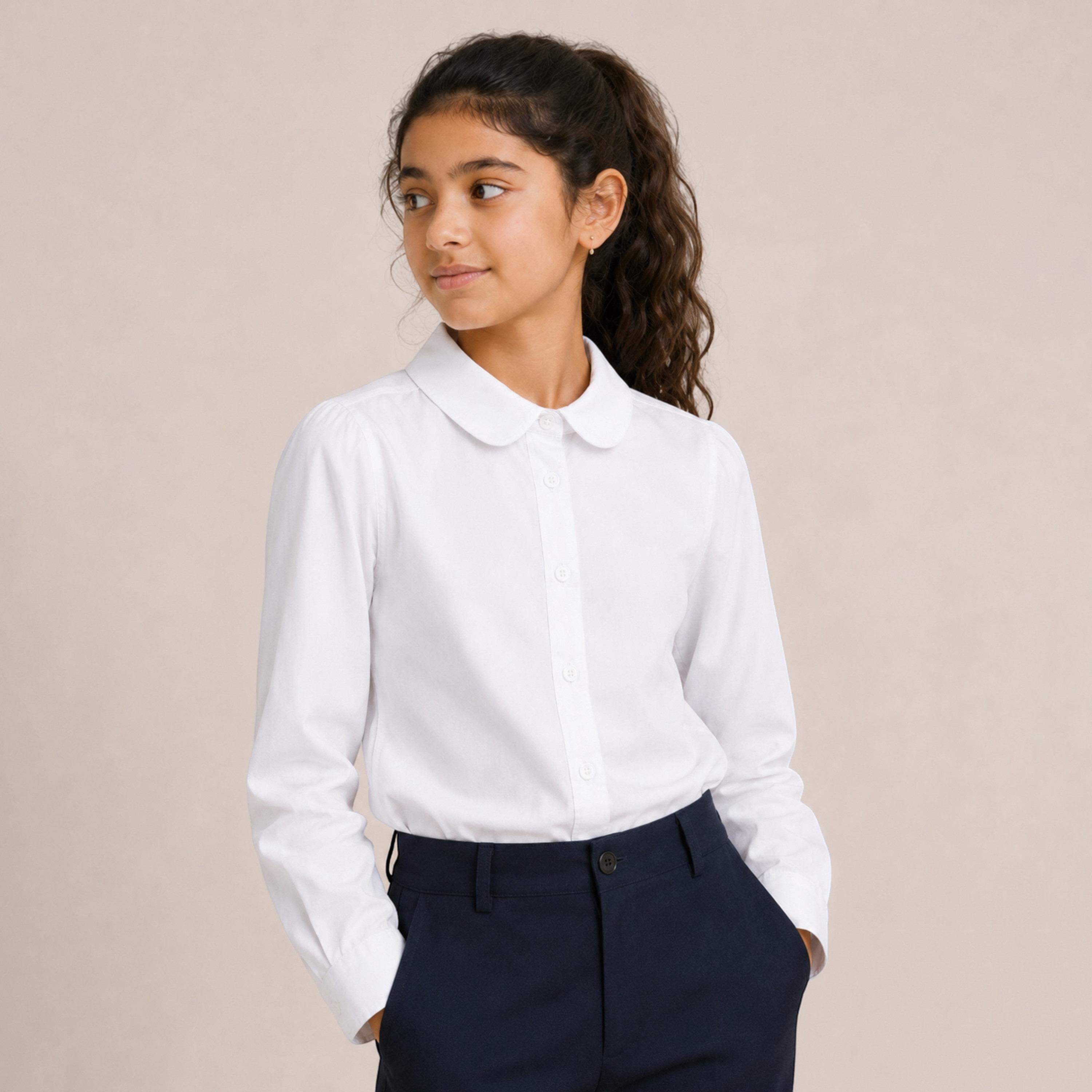 Victor and Jane Long Sleeves Solid Collared Shirt-girls-clothing-blousesandshirts-image-1