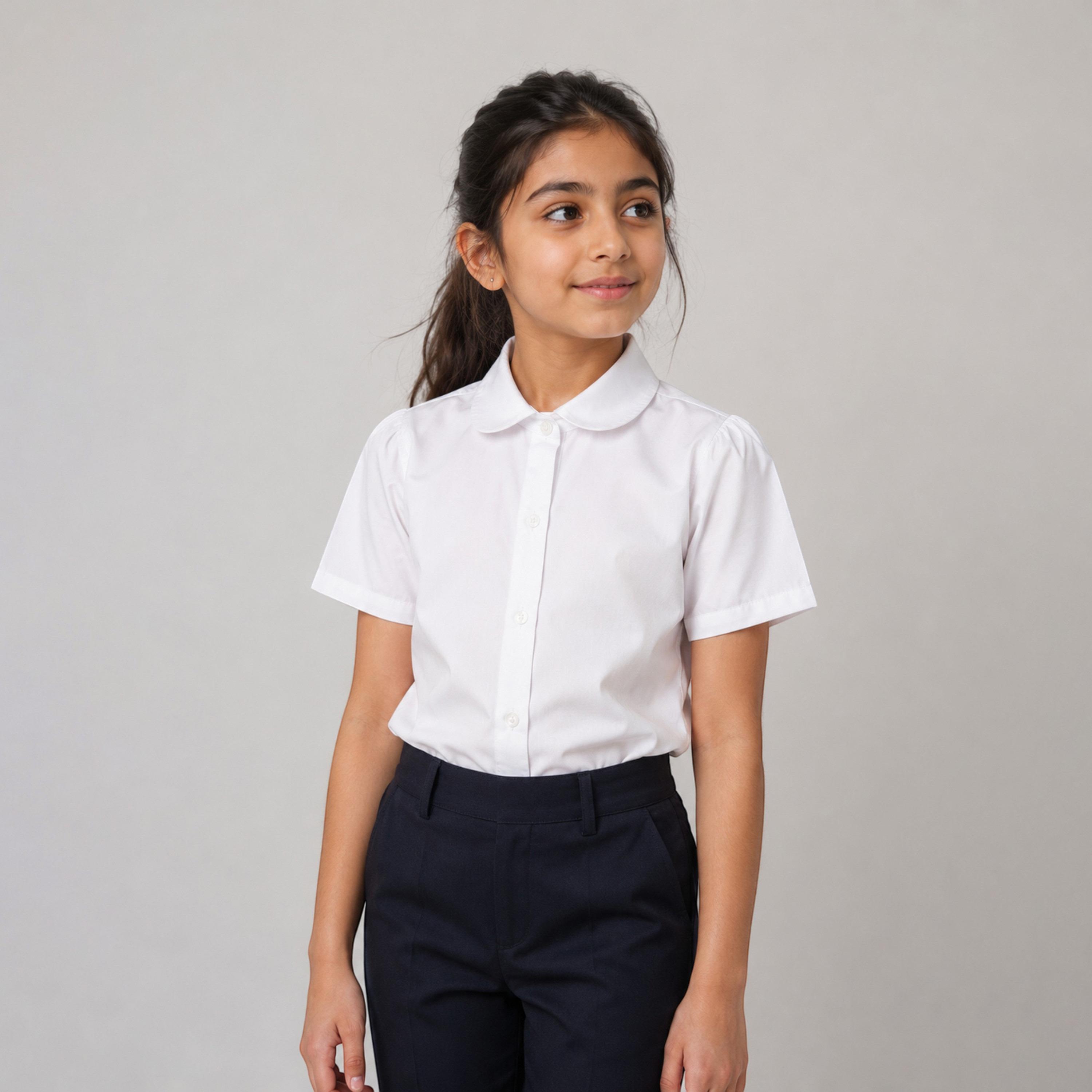 Victor and Jane Short Sleeves Solid Collared Shirt-girls-clothing-blousesandshirts-image-1