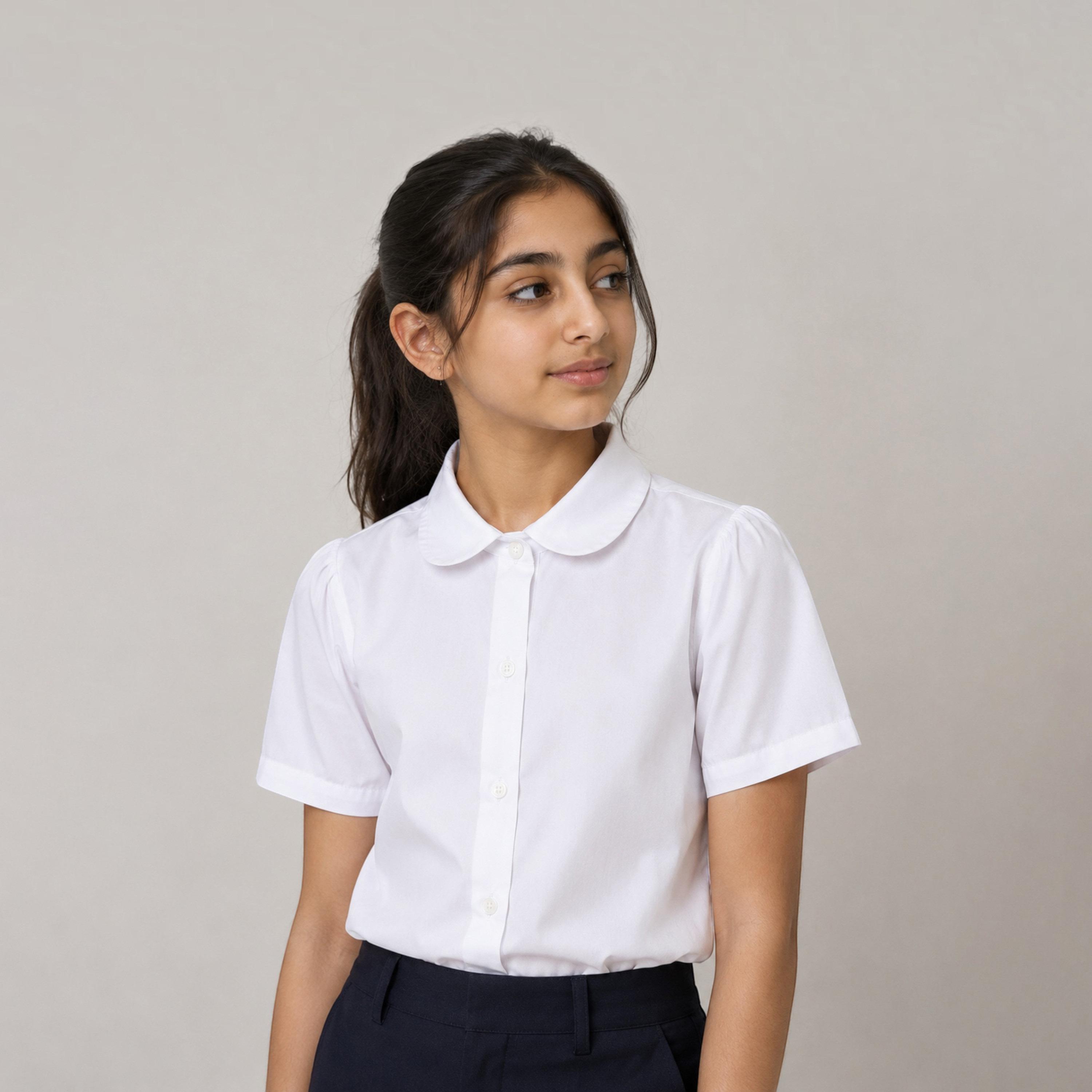 قميص سادة بأكمام قصيرة وياقة من فيكتور أند جين-girls-clothing-blousesandshirts-image-1
