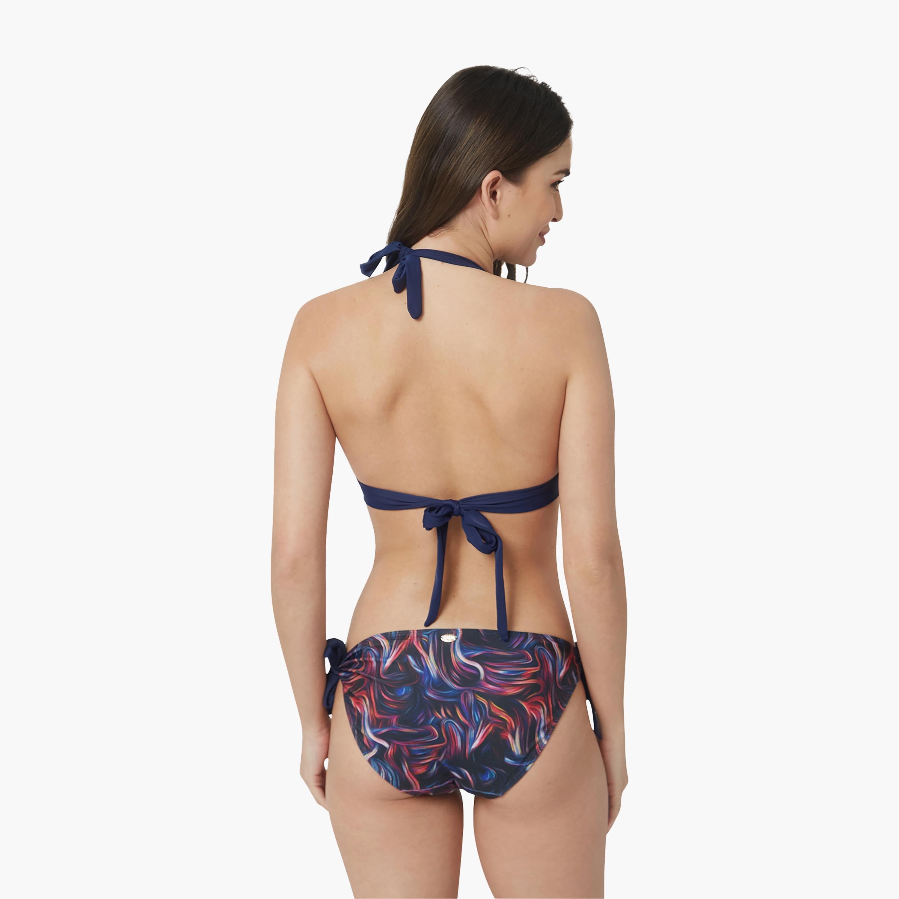 COEGA Sunwear Women's Bikini Top, Navy Pink Swirls-sports-women-clothing-swimwear-image-3