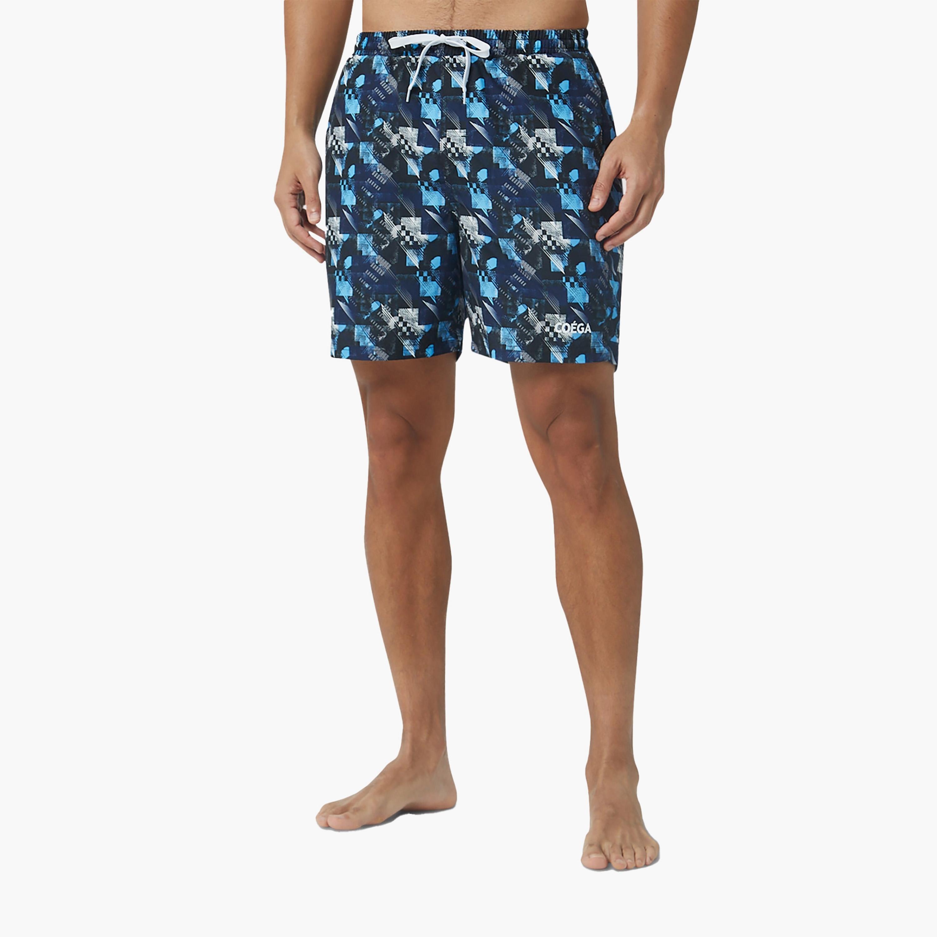 شورت COEGA Sunwear للرجال، لون أزرق هندسي-men-clothing-swimandbeach-shorts-image-1