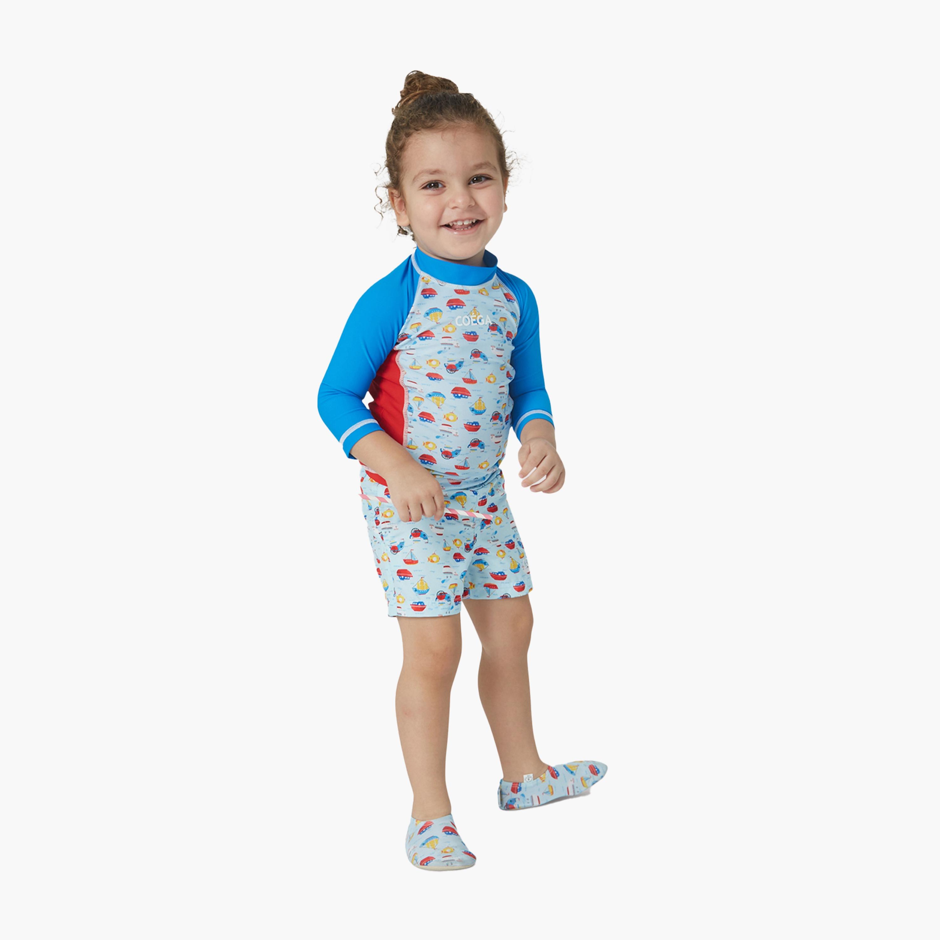 COEGA Boys Baby Boardshorts, Blue Boats-sports-gear-swimming-boy-image-1