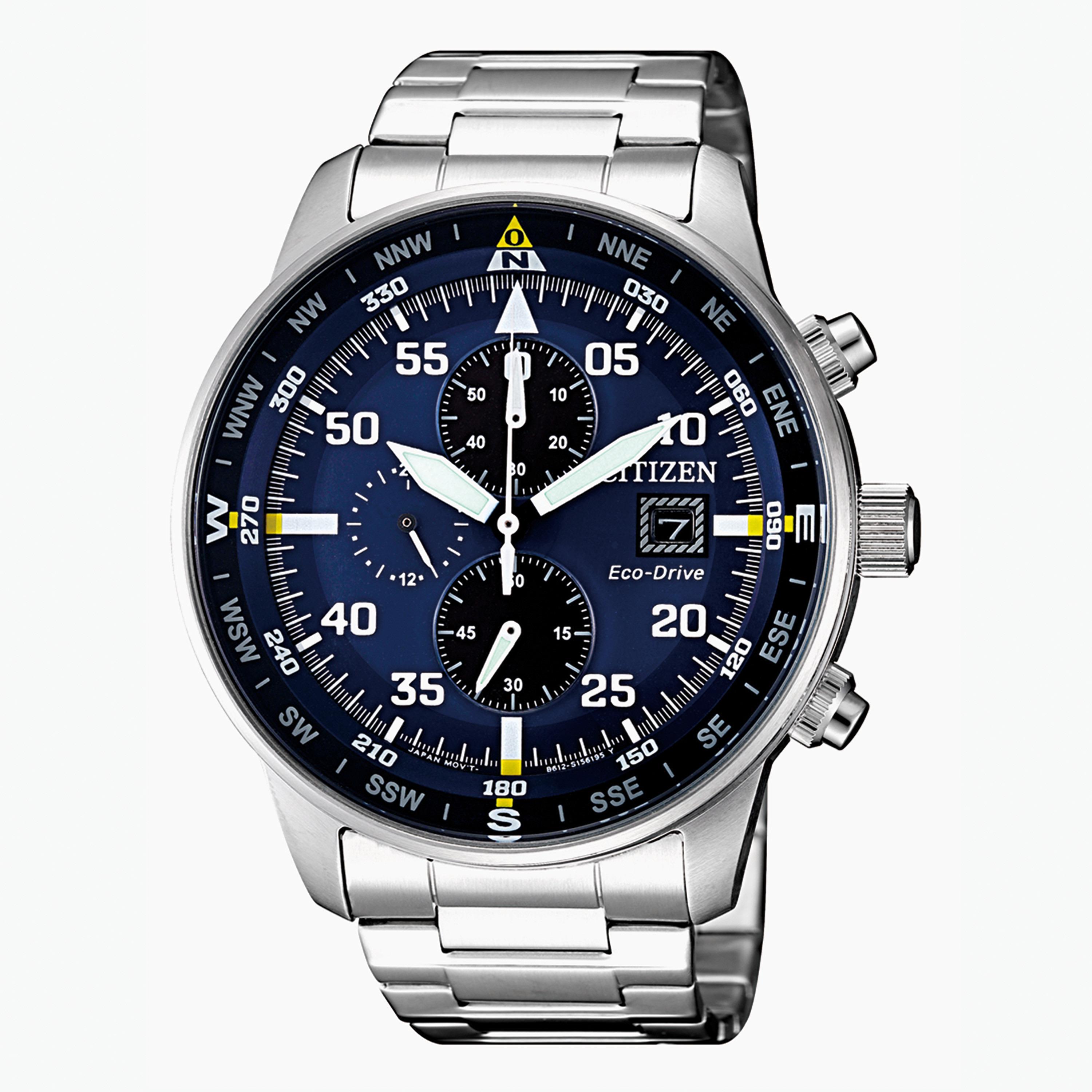 ساعة كرونوجراف فضيّة إيكو درايف بحزام معدني للرجال من سيتيزن - CA069088L-men-watchesandjewellery-watches-image-1