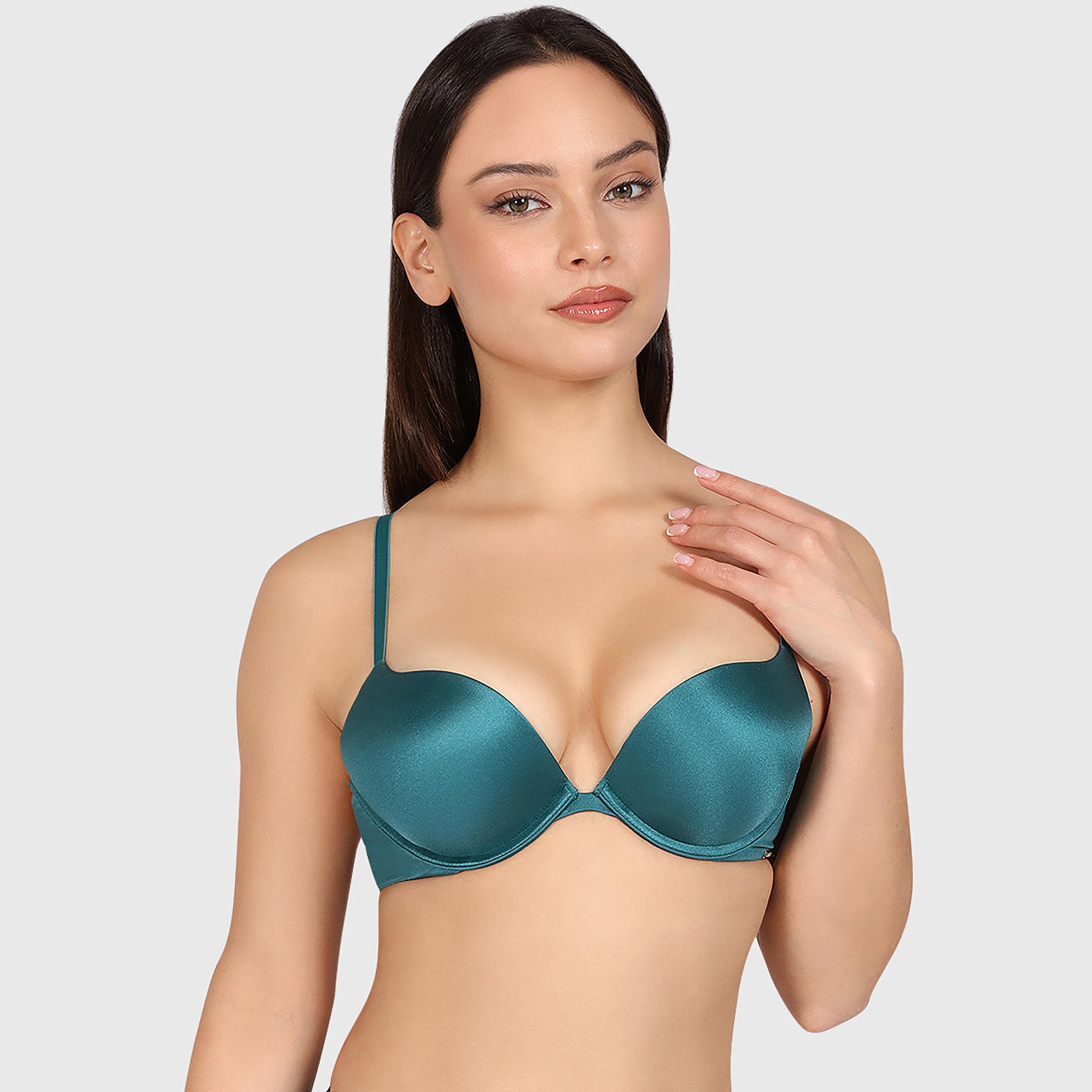 Isla & Evie Obvious Plain Wired Medium Support Gel Padding Women's Plunge Bra-women-clothing-lingerie-bras-image-1